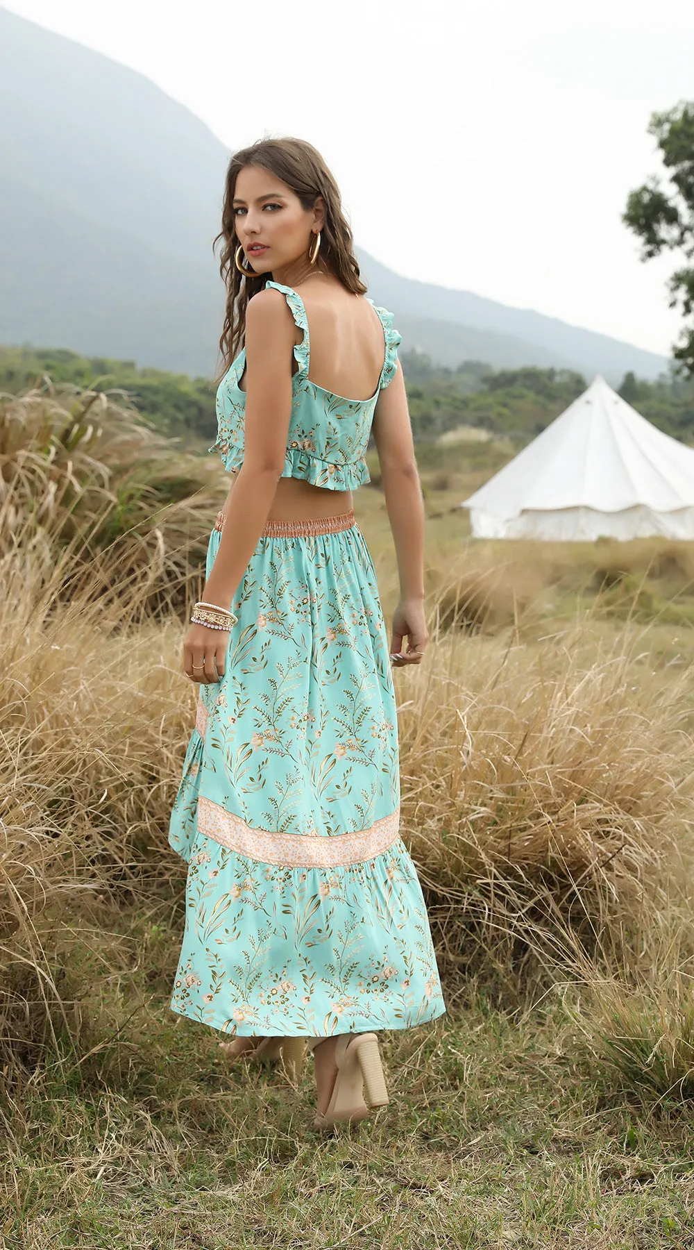 Beach Holiday Top   Skirt Bohemian Women's Two-Piece Suit