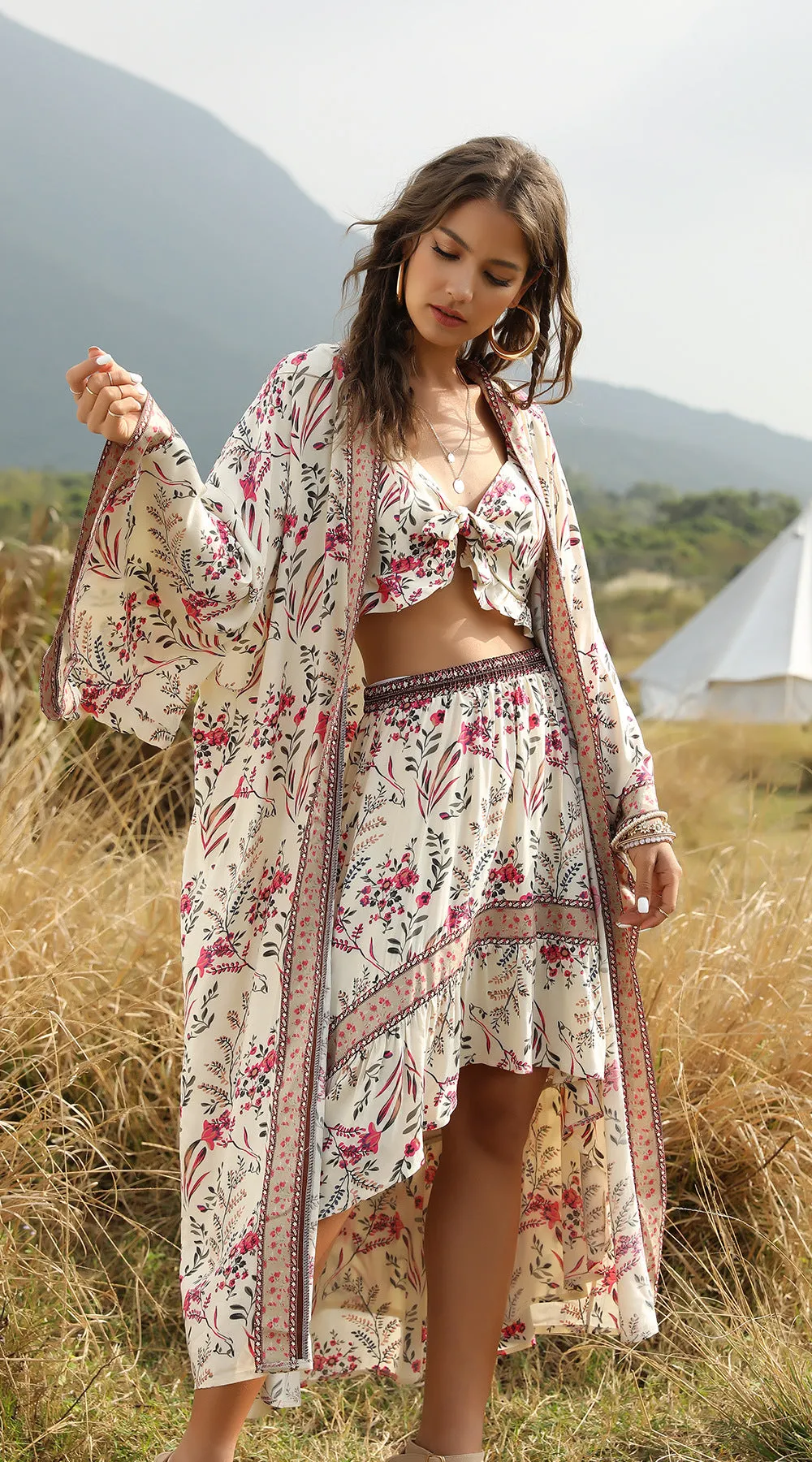 Beach Holiday Top   Skirt Bohemian Women's Two-Piece Suit