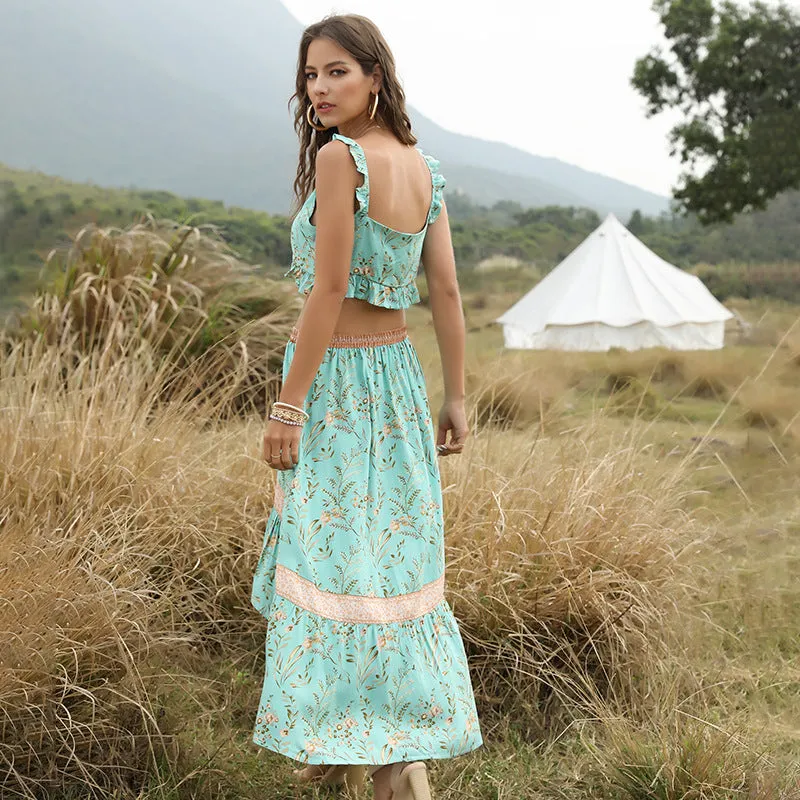 Beach Holiday Top   Skirt Bohemian Women's Two-Piece Suit