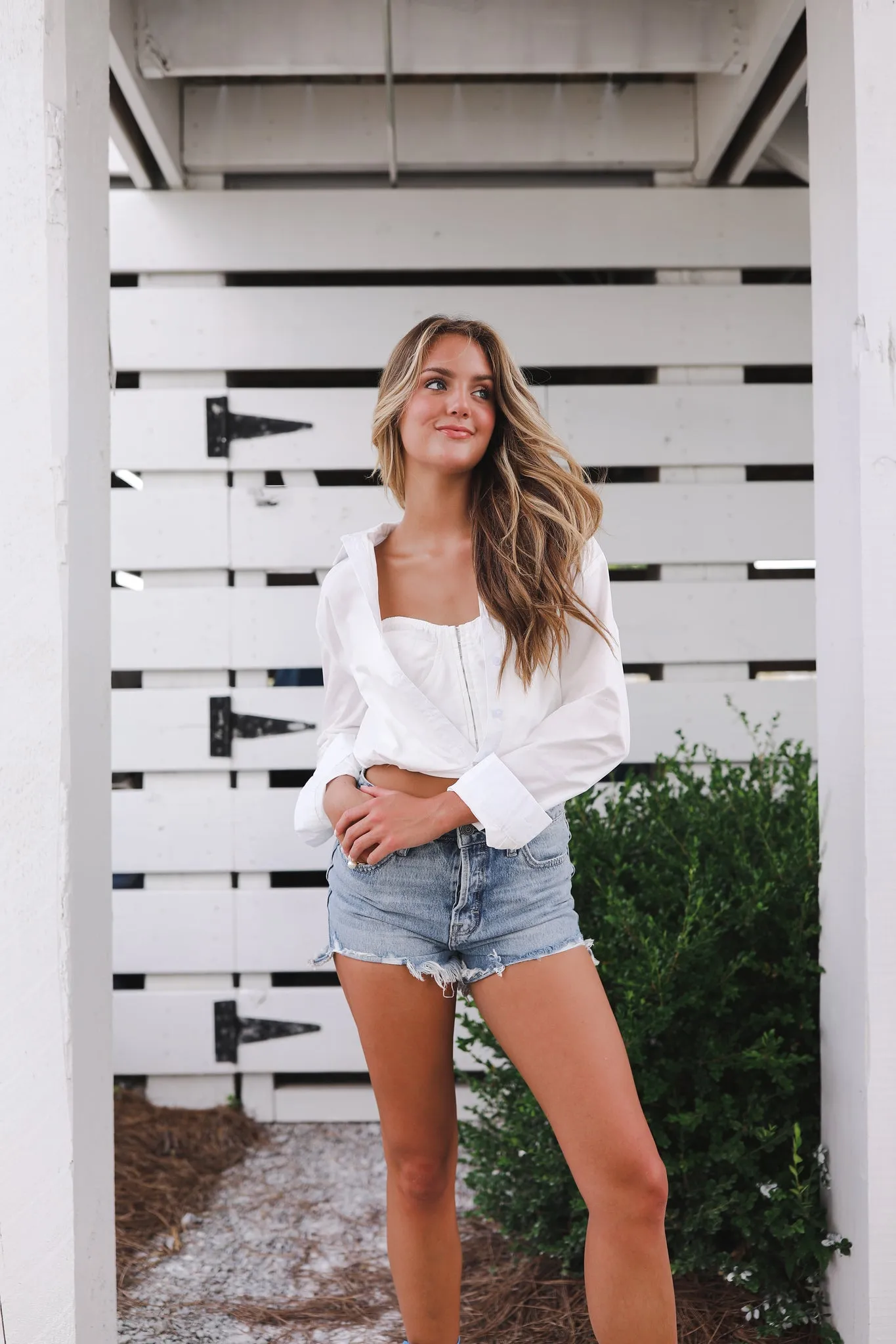 Benson Cropped Shirt - White