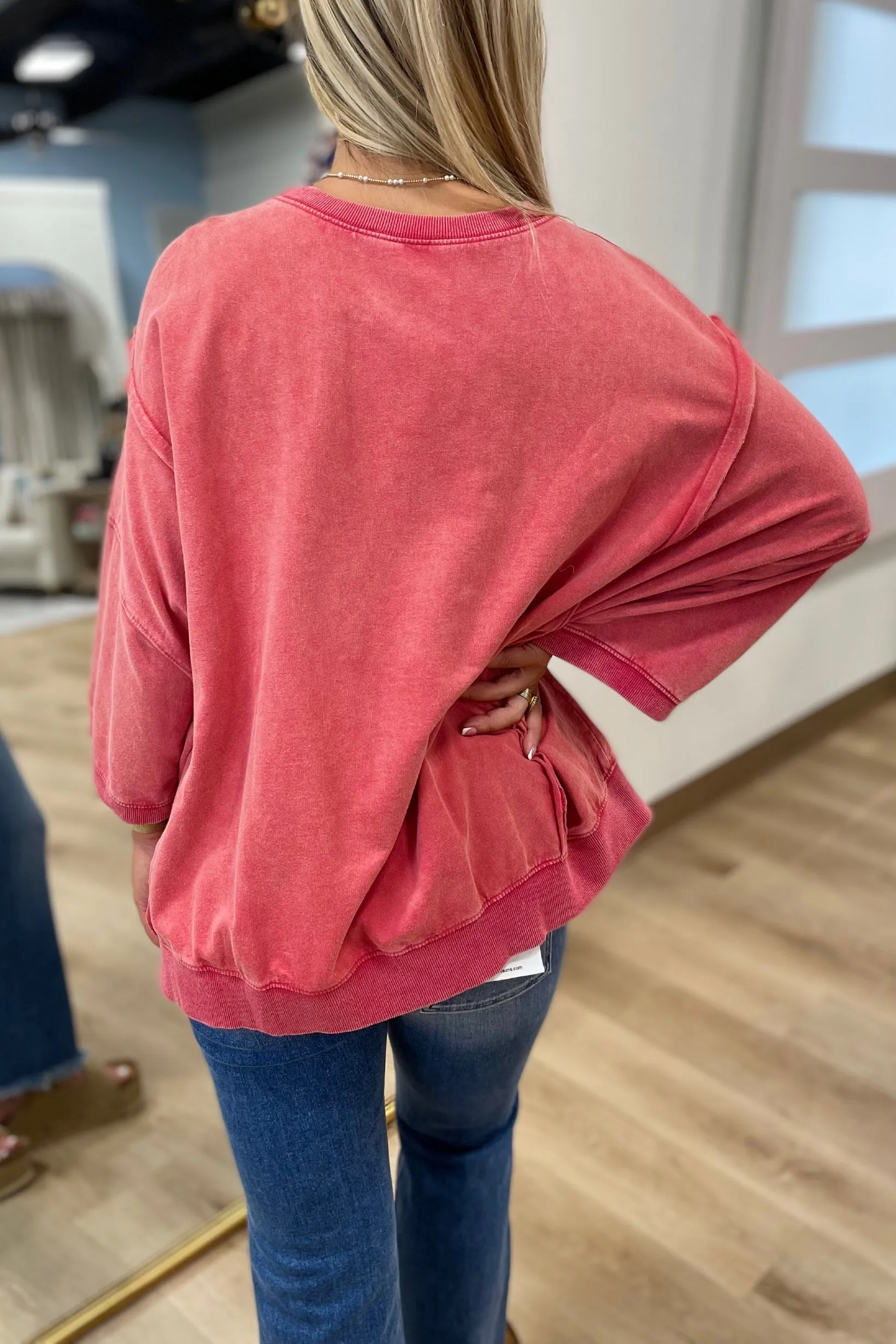 Boho Red Mineral Washed  Top