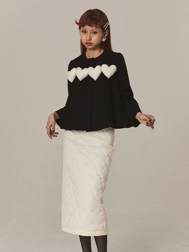 Chic 3D Heart Nichi Flare Crew-Neck Wool Tops