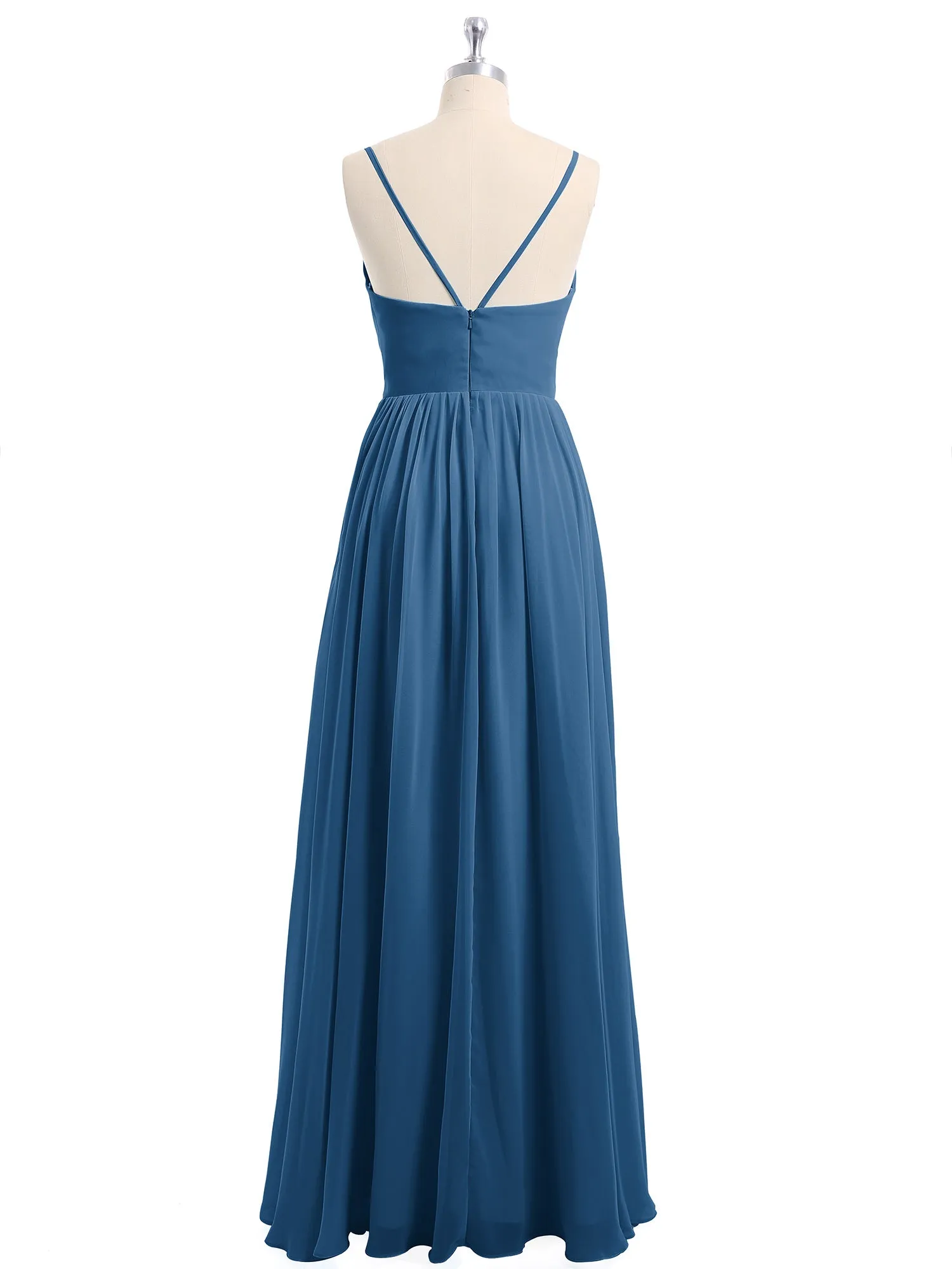Chiffon Bridesmaid Dresses with Spaghetti Straps-Ink Blue Plus Size