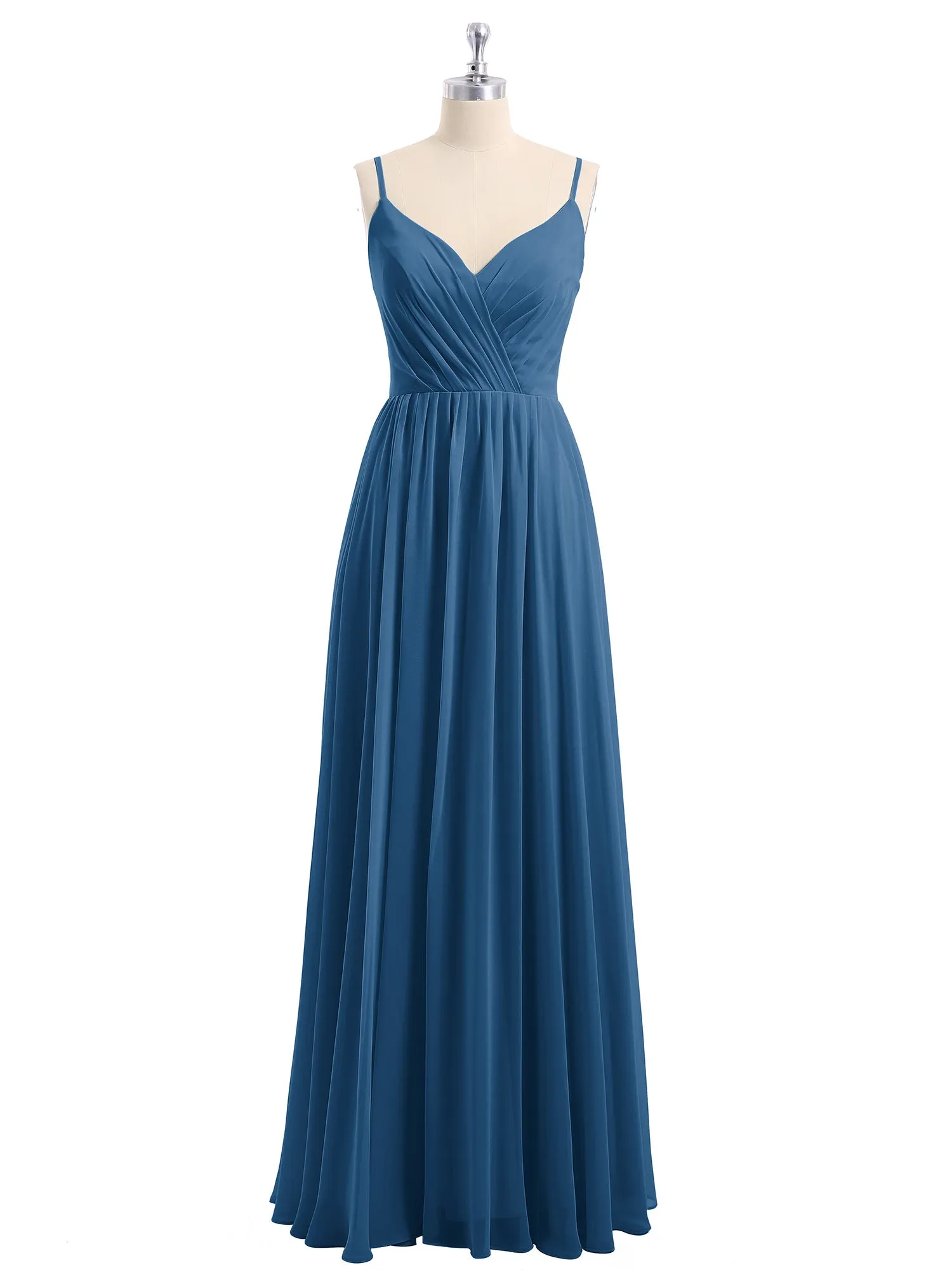Chiffon Bridesmaid Dresses with Spaghetti Straps-Ink Blue Plus Size