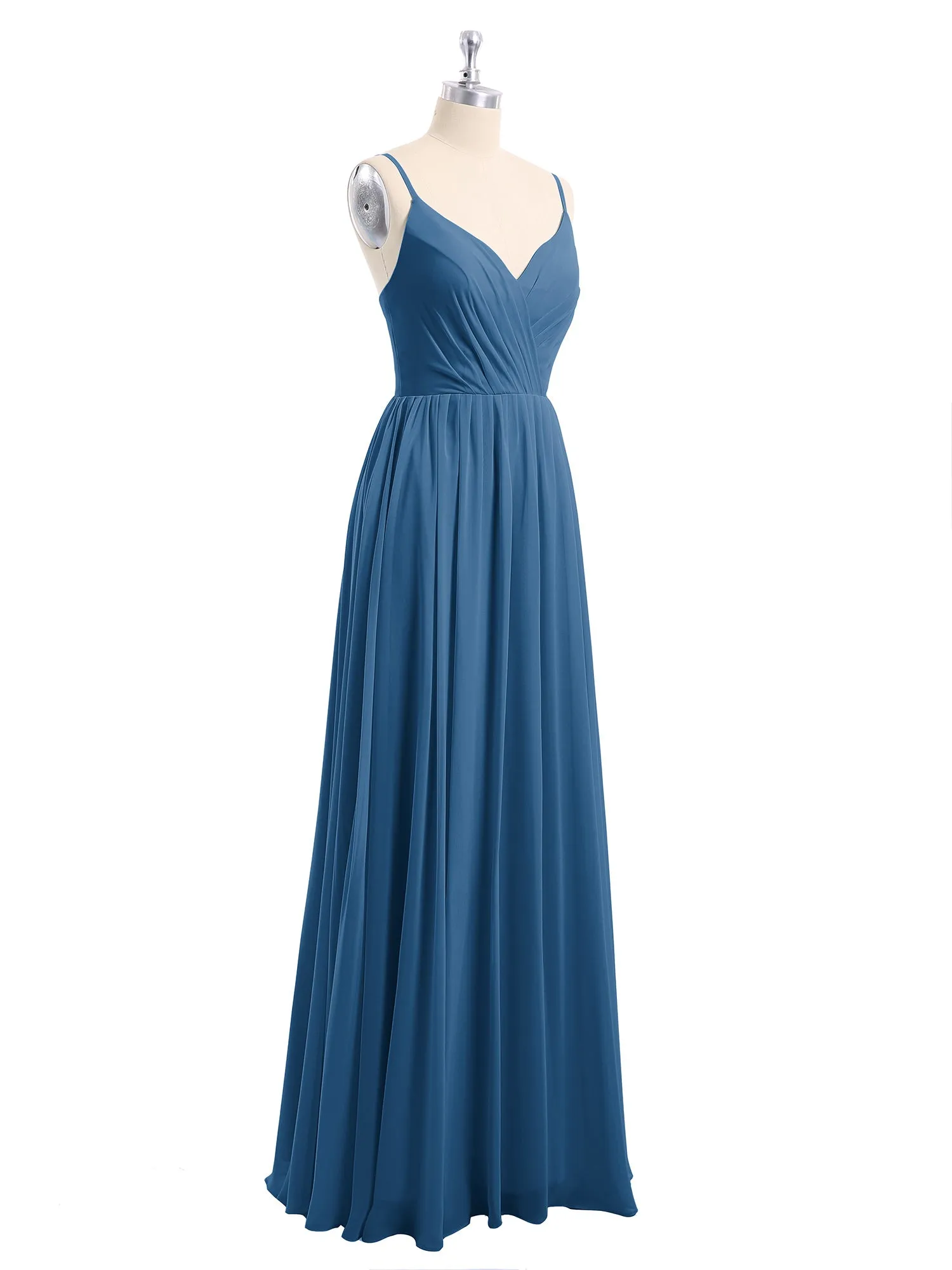 Chiffon Bridesmaid Dresses with Spaghetti Straps-Ink Blue Plus Size