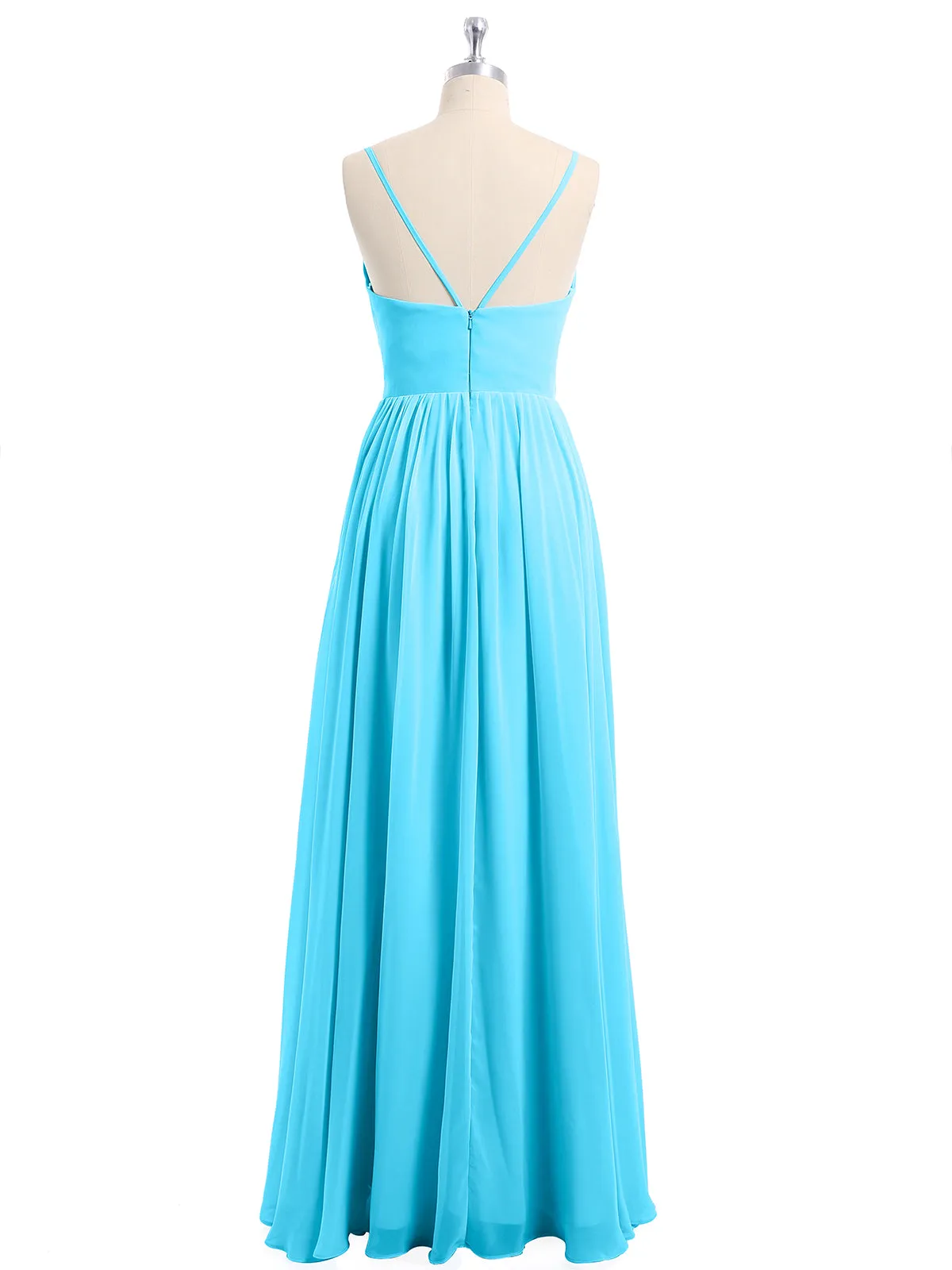 Chiffon Bridesmaid Dresses with Spaghetti Straps-Pool Plus Size