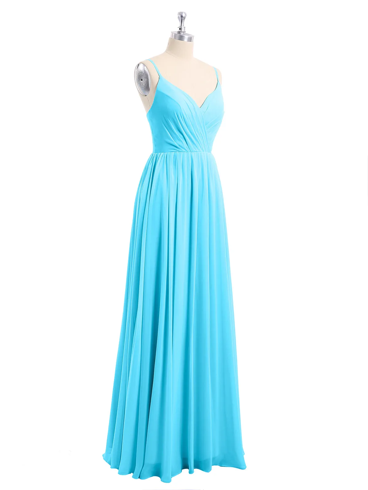 Chiffon Bridesmaid Dresses with Spaghetti Straps-Pool Plus Size