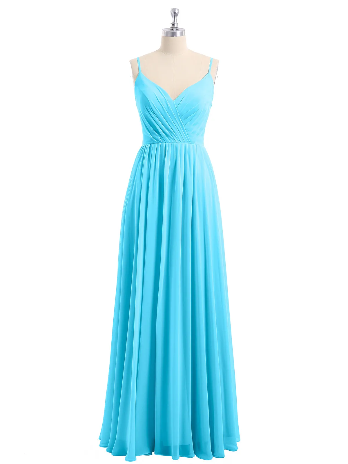 Chiffon Bridesmaid Dresses with Spaghetti Straps-Pool Plus Size