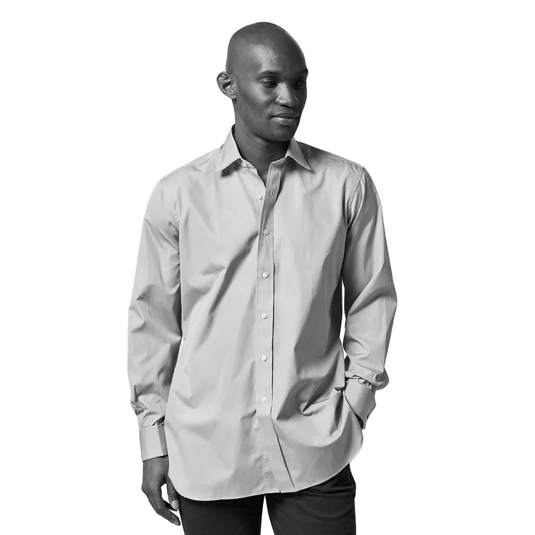 Classic Fit Plain End on End Double Cuff Shirt in Sky Blue