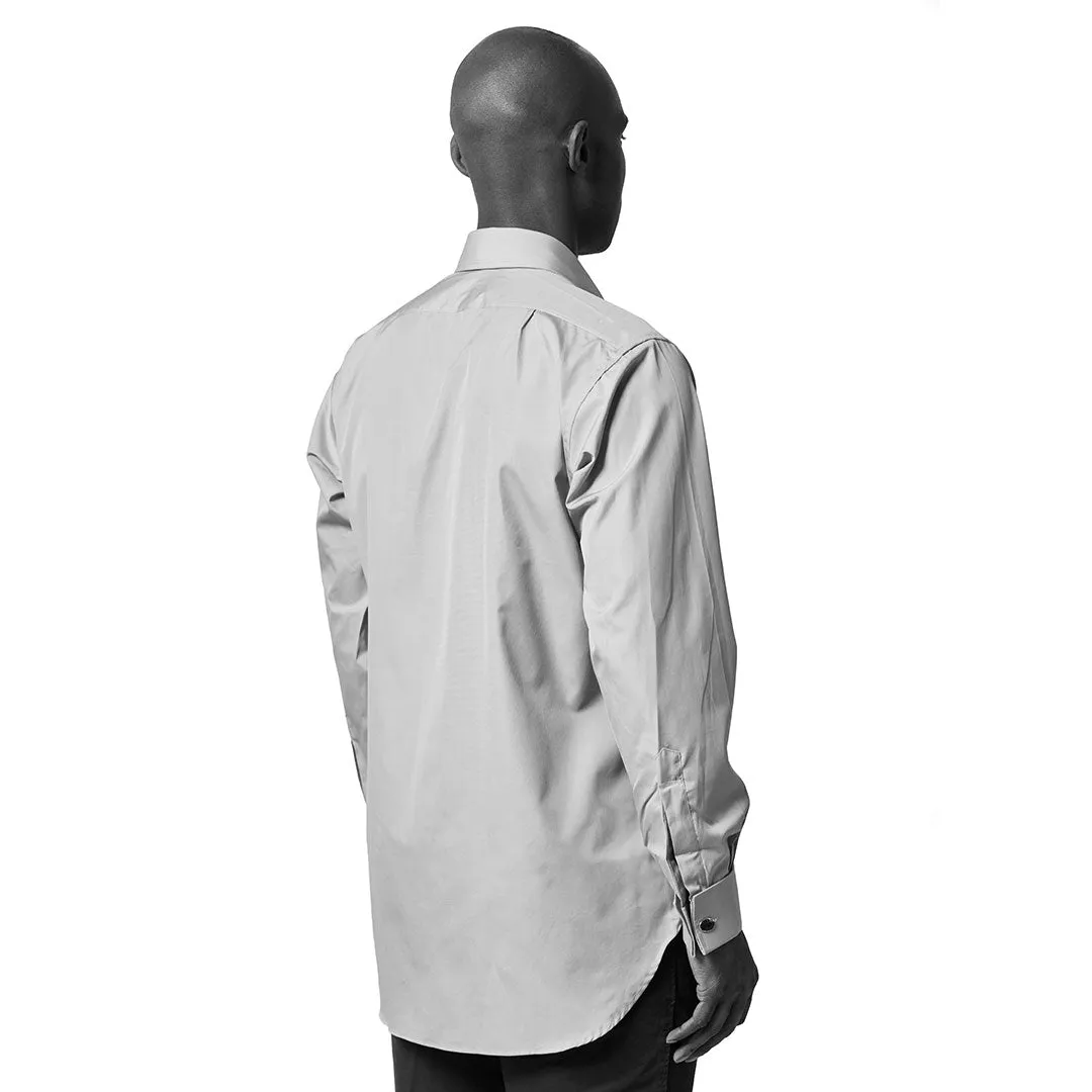 Classic Fit Plain End on End Double Cuff Shirt in Sky Blue