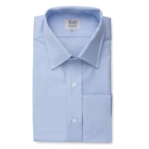 Classic Fit Plain End on End Double Cuff Shirt in Sky Blue