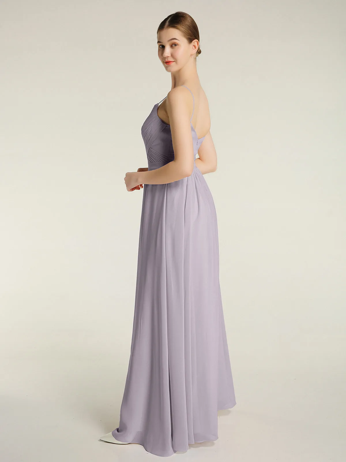 Cross Pleated Bodice Spaghetti Strap Dresses Dusk Plus Size