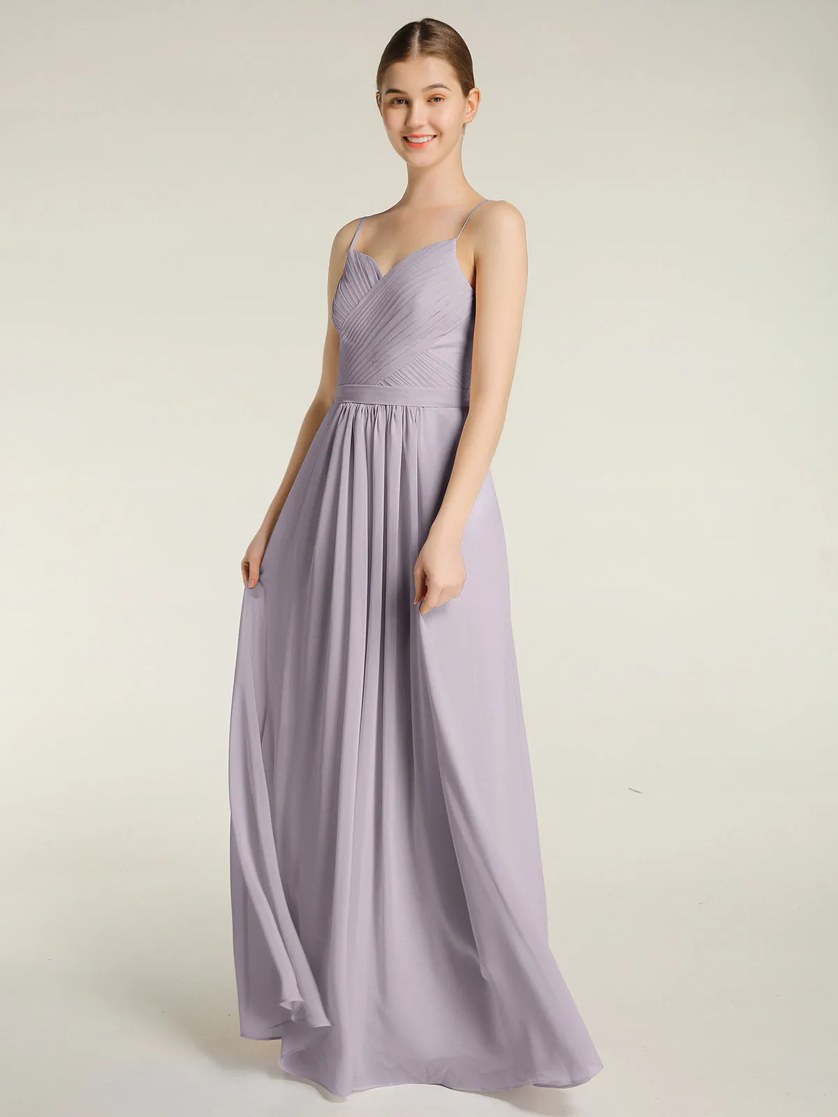 Cross Pleated Bodice Spaghetti Strap Dresses Dusk Plus Size