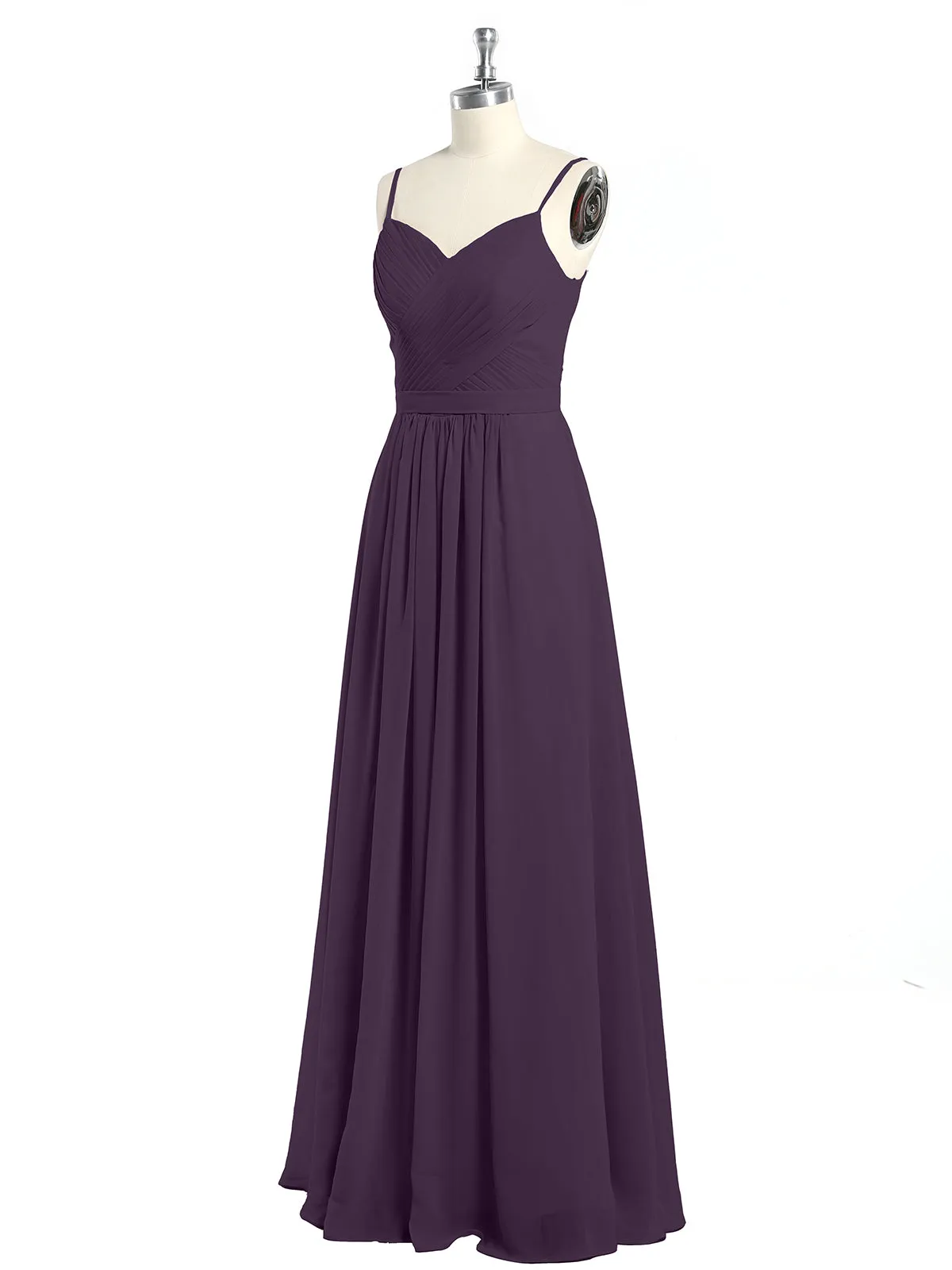 Cross Pleated Bodice Spaghetti Strap Dresses Plum Plus Size