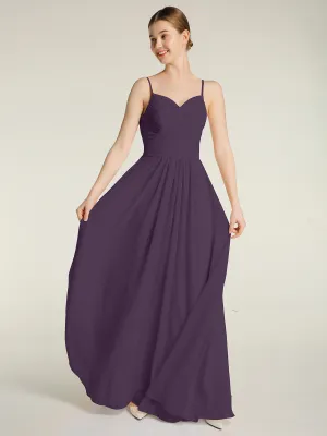 Cross Pleated Bodice Spaghetti Strap Dresses Plum Plus Size