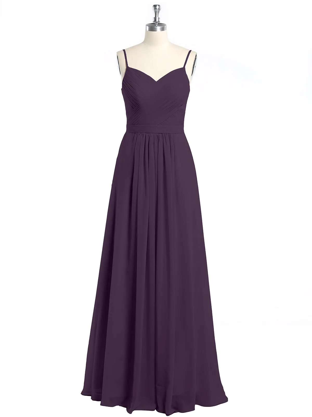 Cross Pleated Bodice Spaghetti Strap Dresses Plum Plus Size