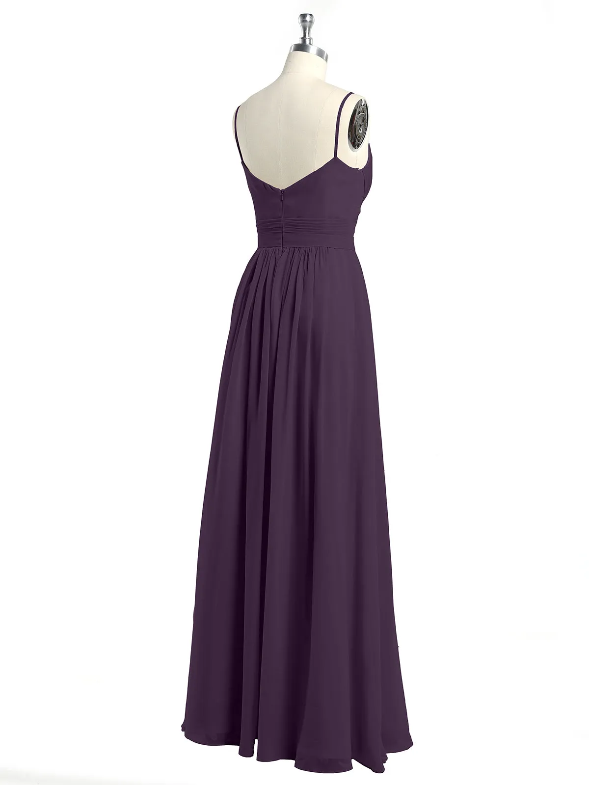 Cross Pleated Bodice Spaghetti Strap Dresses Plum Plus Size