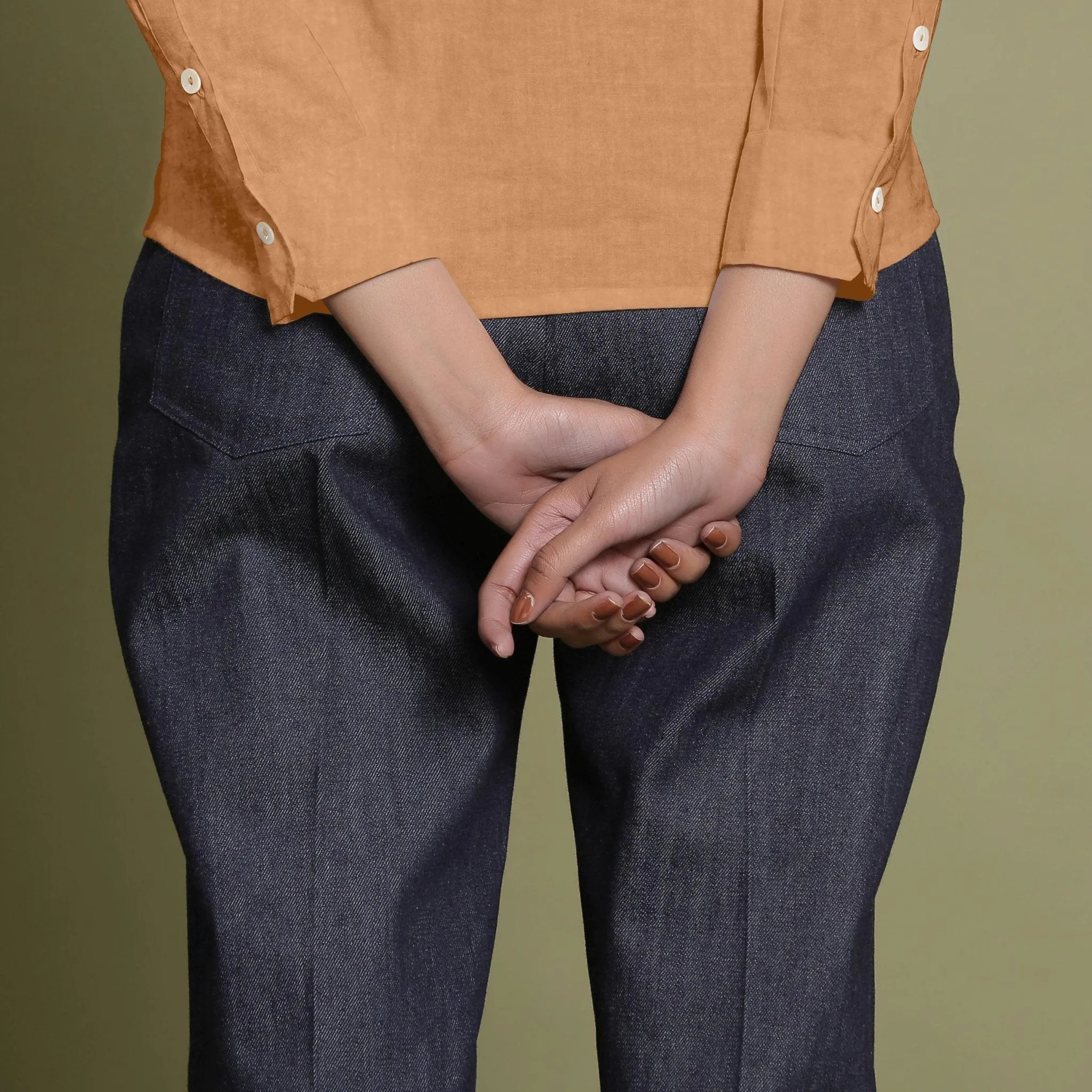 Desert Yellow Linen Cuff Sleeves Button-Down Shirt