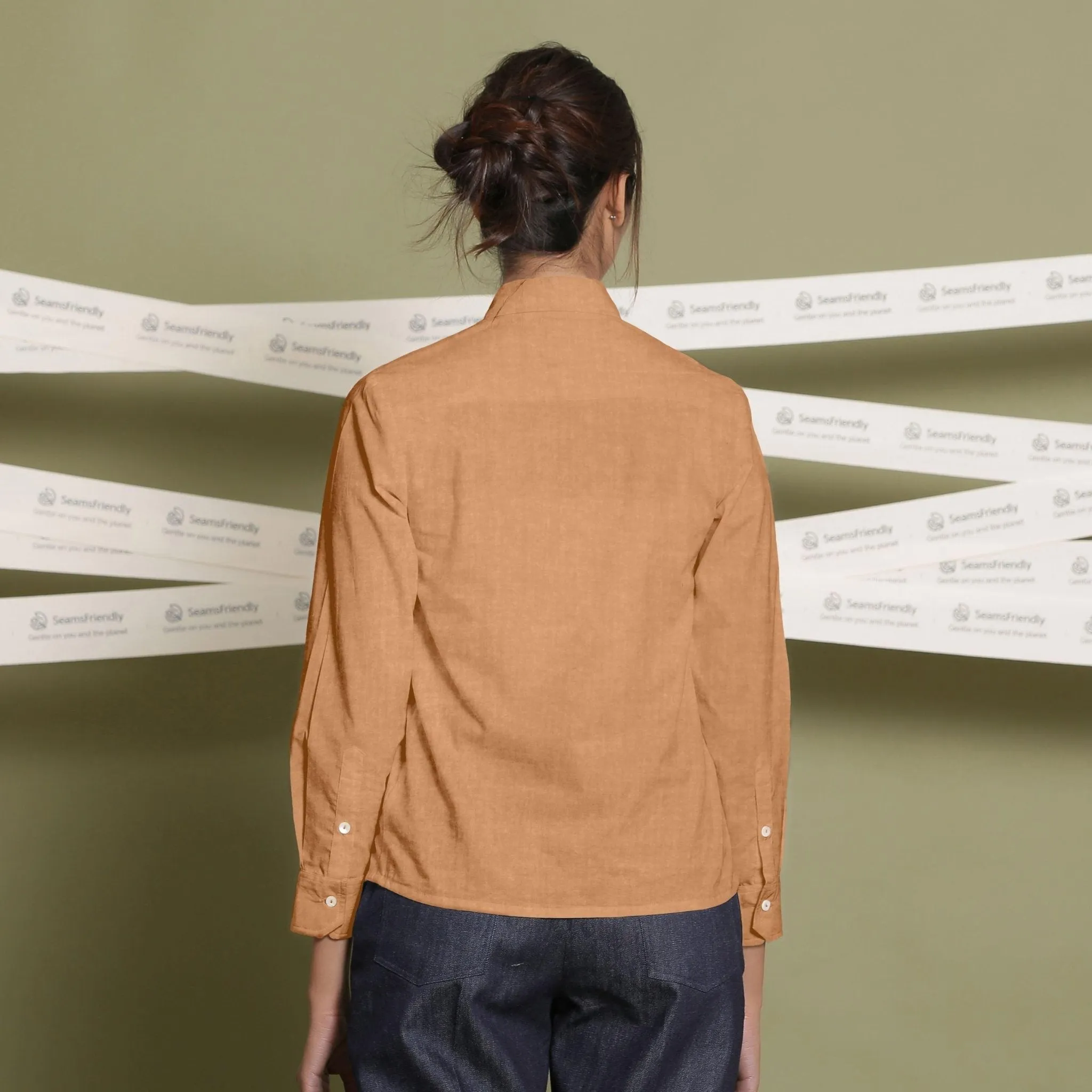 Desert Yellow Linen Cuff Sleeves Button-Down Shirt