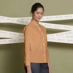 Desert Yellow Linen Cuff Sleeves Button-Down Shirt