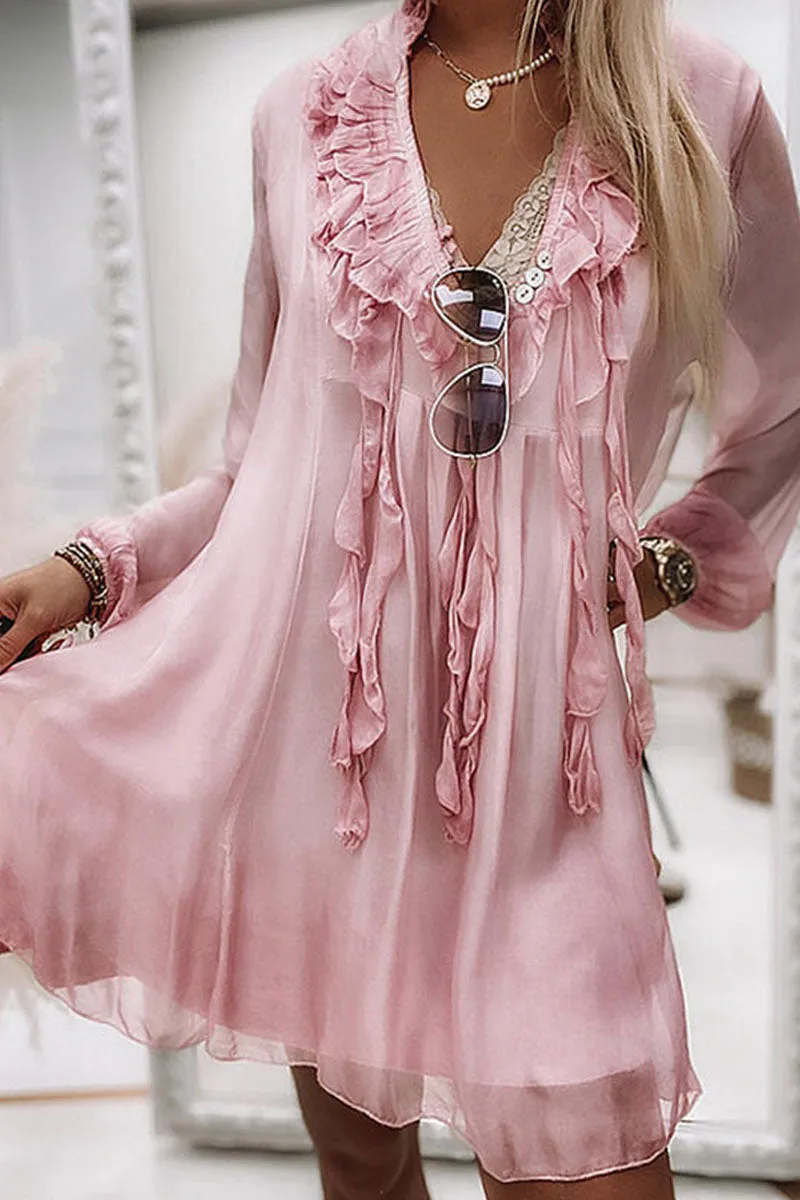 Elegant V-Neck Patchwork Princess Dresses