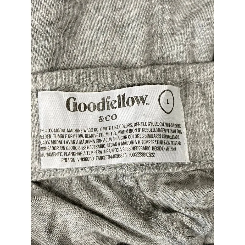 GOODFELLOW & CO Men's Light Grey Relaxed-Fit Drawstring Pull-On Lounge Pant SZ L