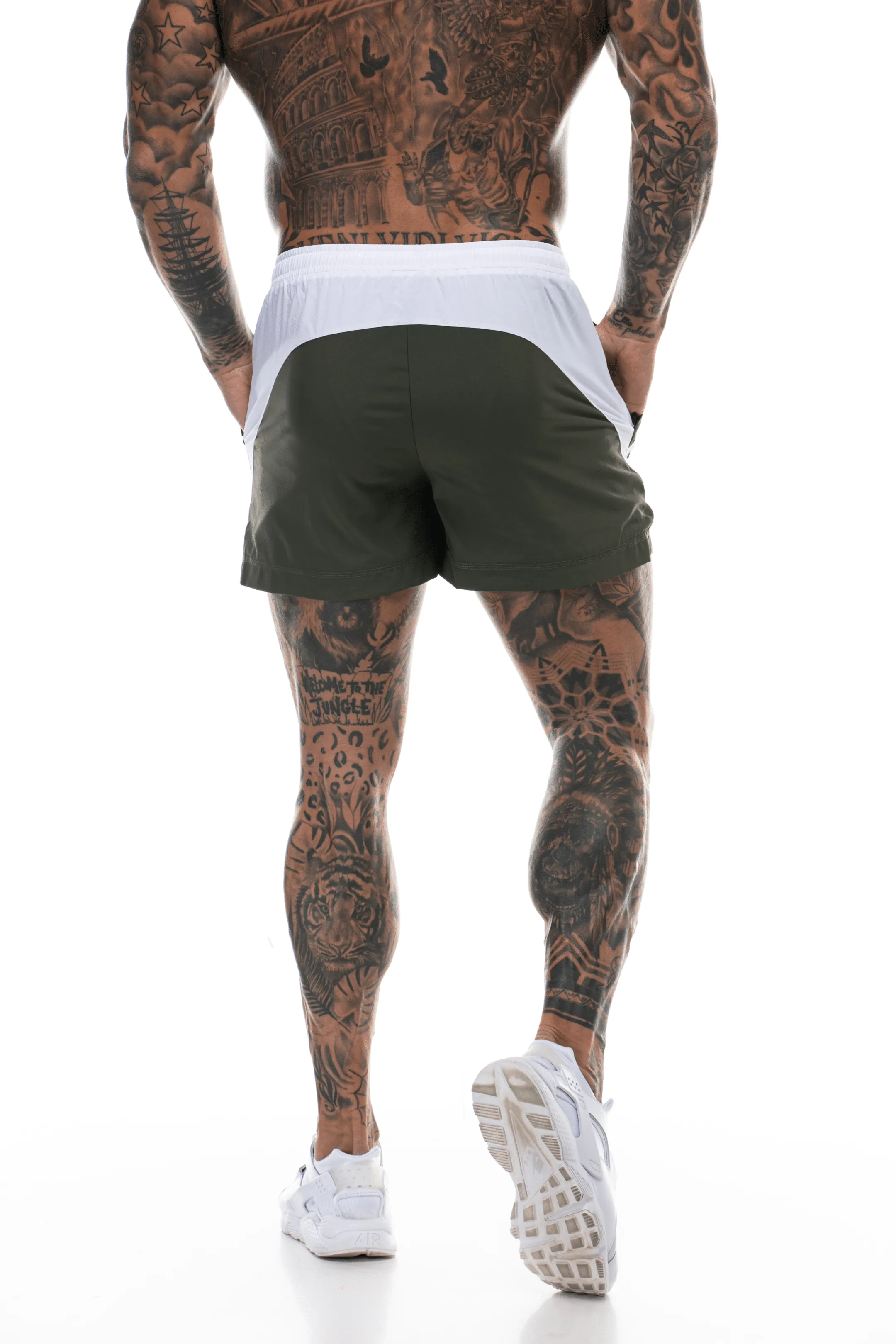 GymFreak Mens Pro Shorts - Khaki - 3.5 inch