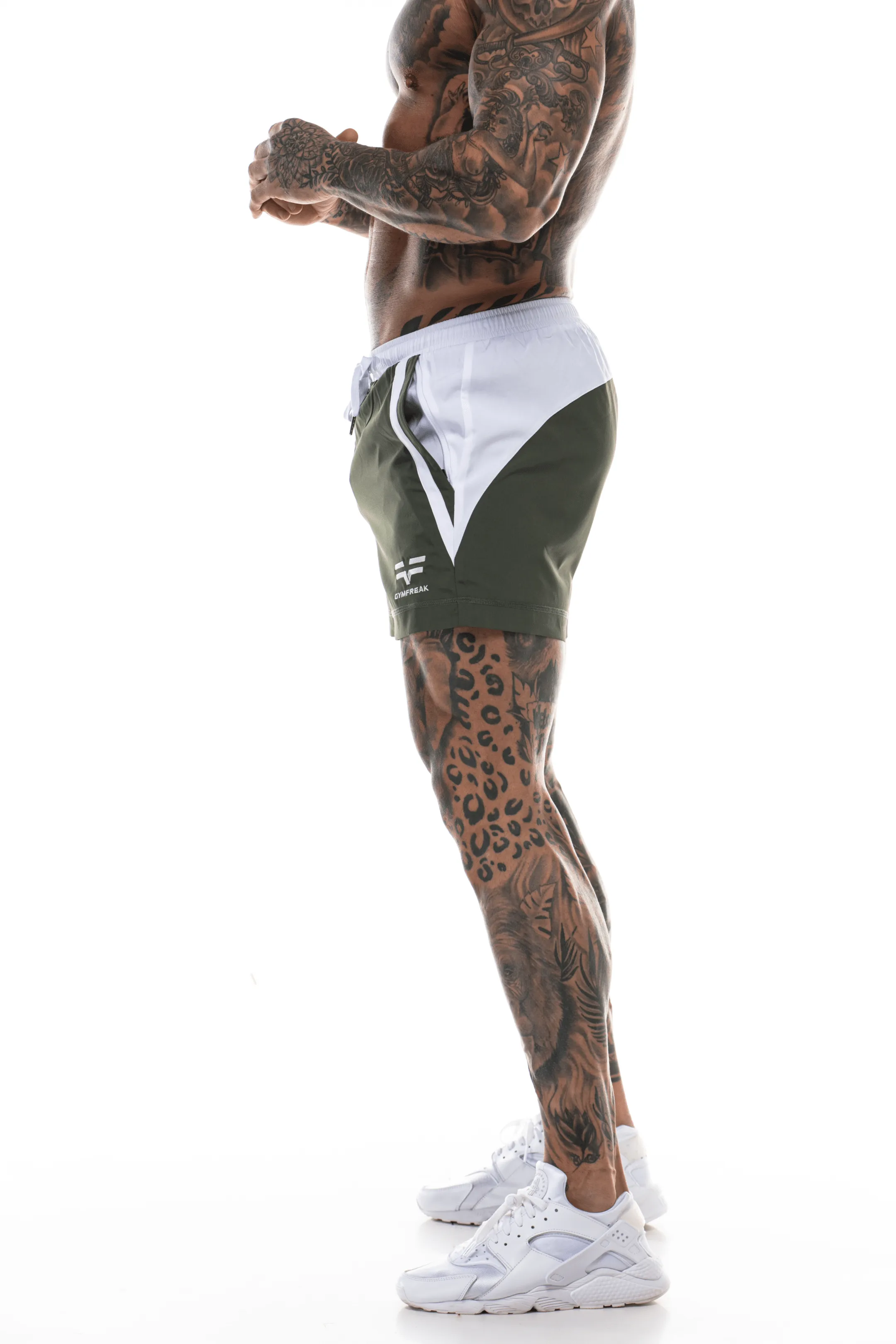 GymFreak Mens Pro Shorts - Khaki - 3.5 inch