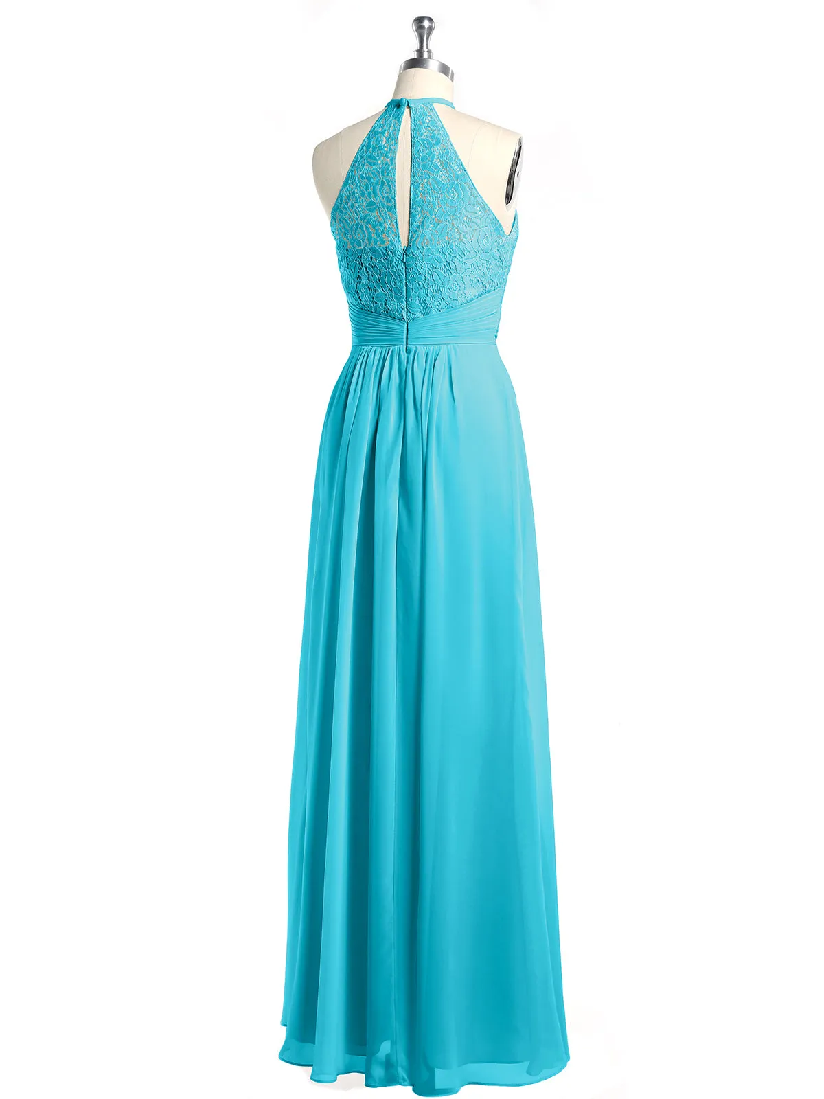 Halter Chiffon And Lace Long Dresses Jade