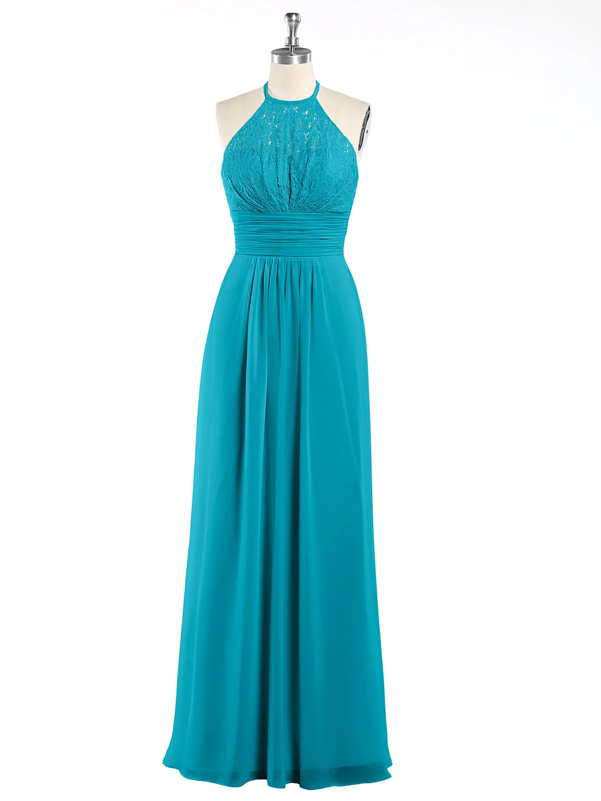 Halter Chiffon And Lace Long Dresses Jade