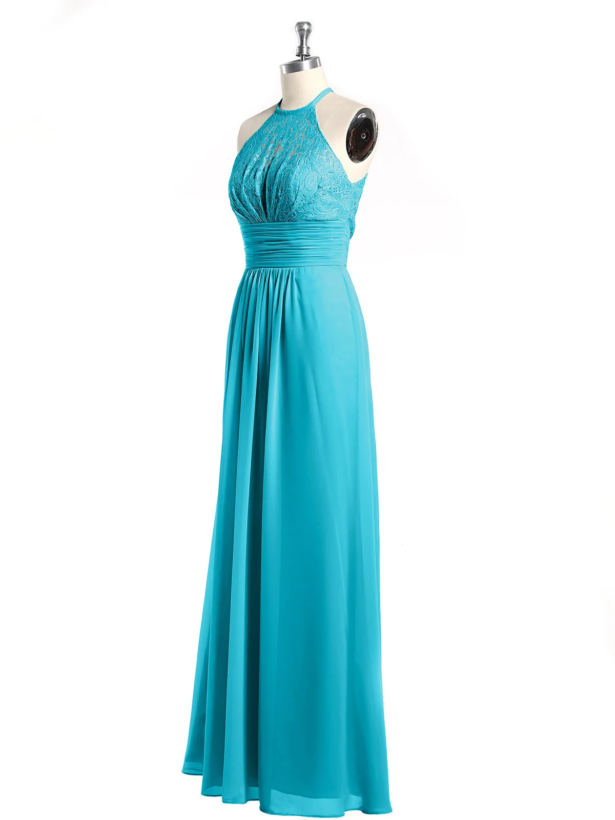 Halter Chiffon And Lace Long Dresses Jade