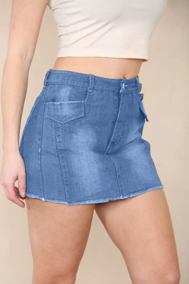 High-Rise Mini Denim Skort