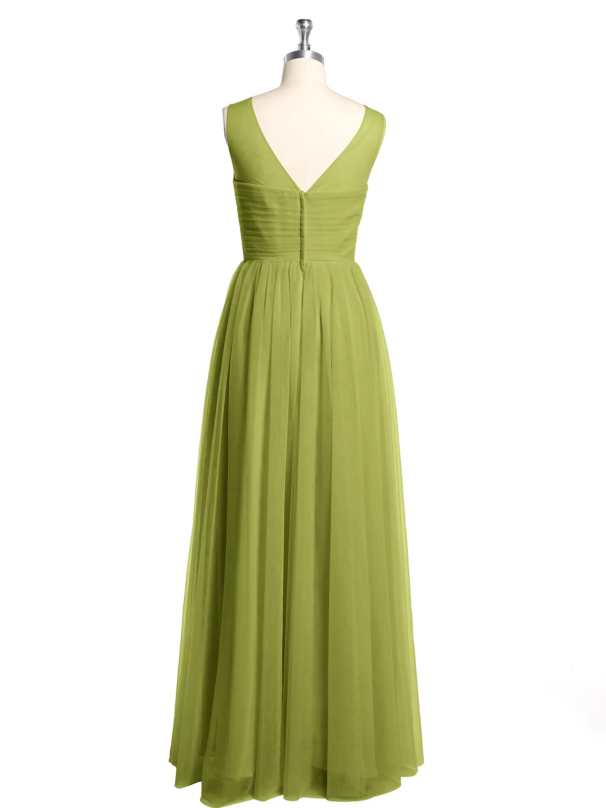 Illusion Neck Cross Tulle Bridesmaid Dresses-Clover