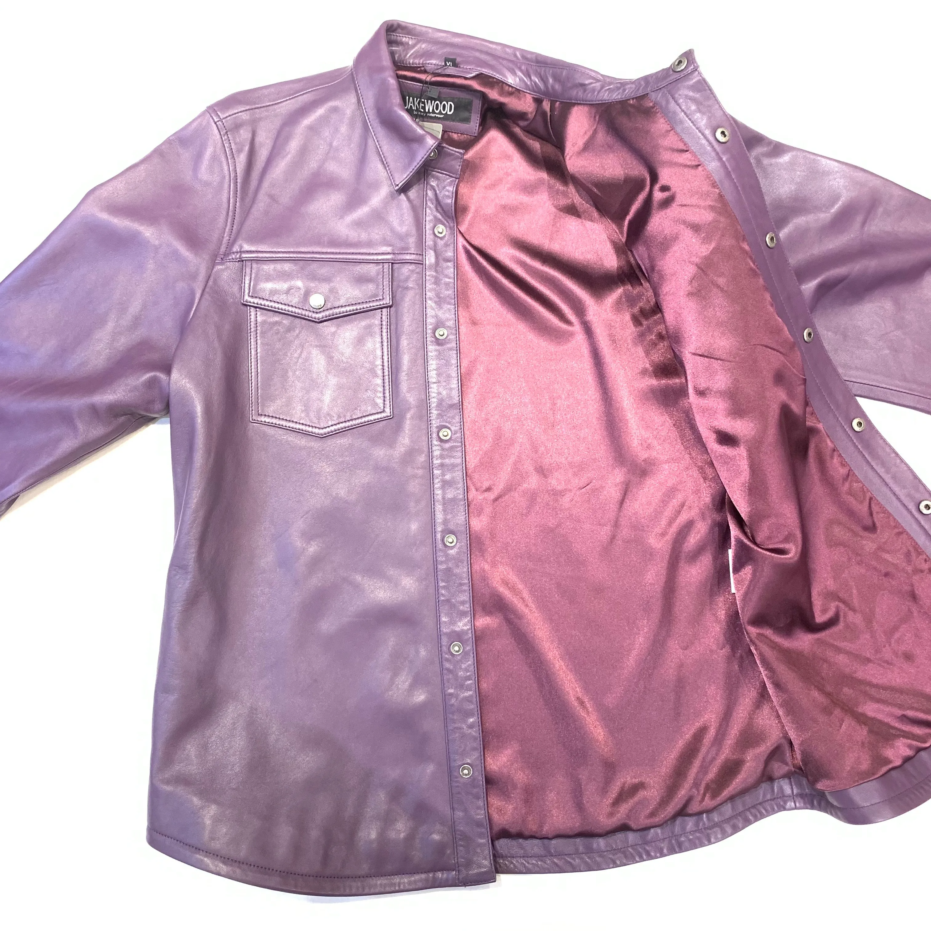 Kashani Men's Purple Lambskin Button-Up Shirt