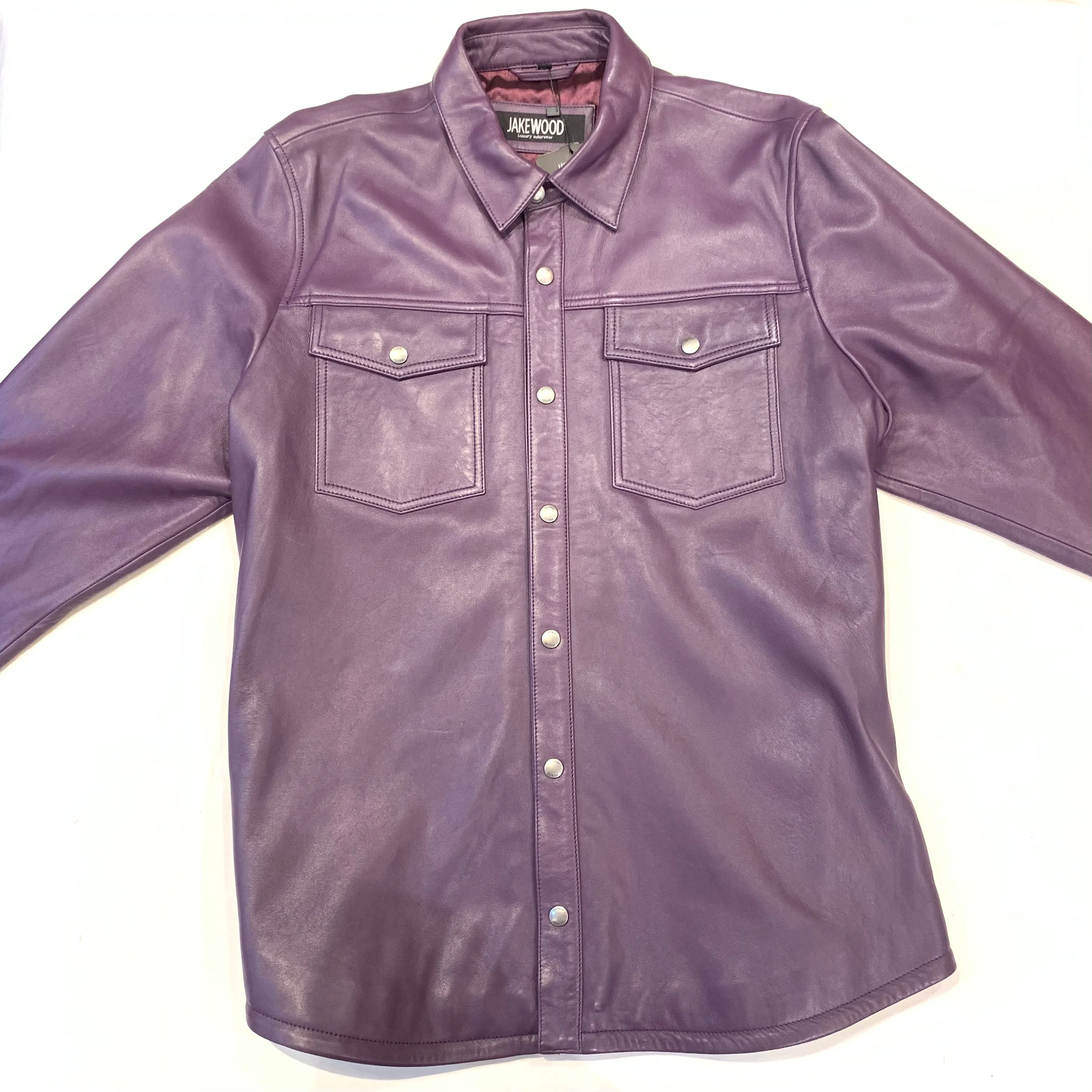 Kashani Men's Purple Lambskin Button-Up Shirt
