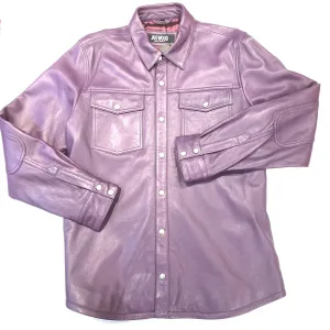 Kashani Men's Purple Lambskin Button-Up Shirt
