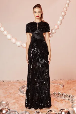 Luminary A-line Cut-Out Velvet Floor Length Dress