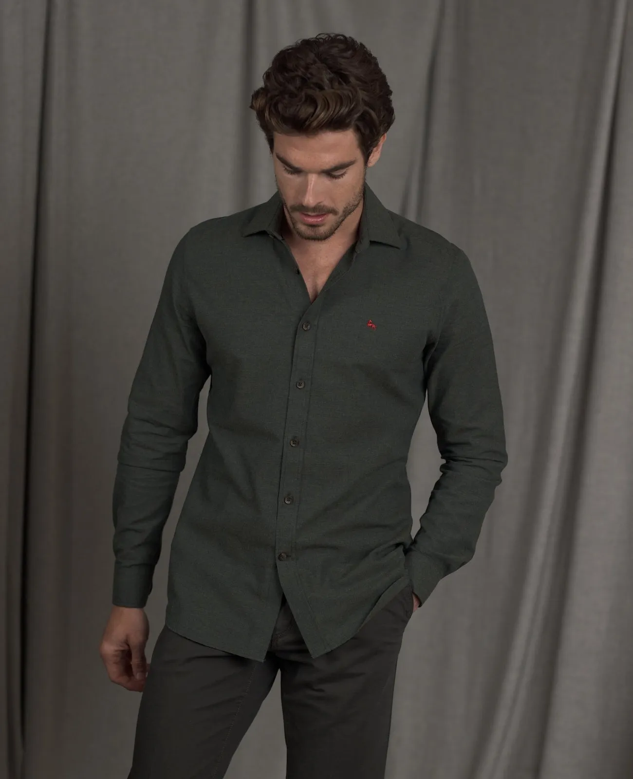 Magee - Tullagh Classic Button Down Shirt, Forest Green