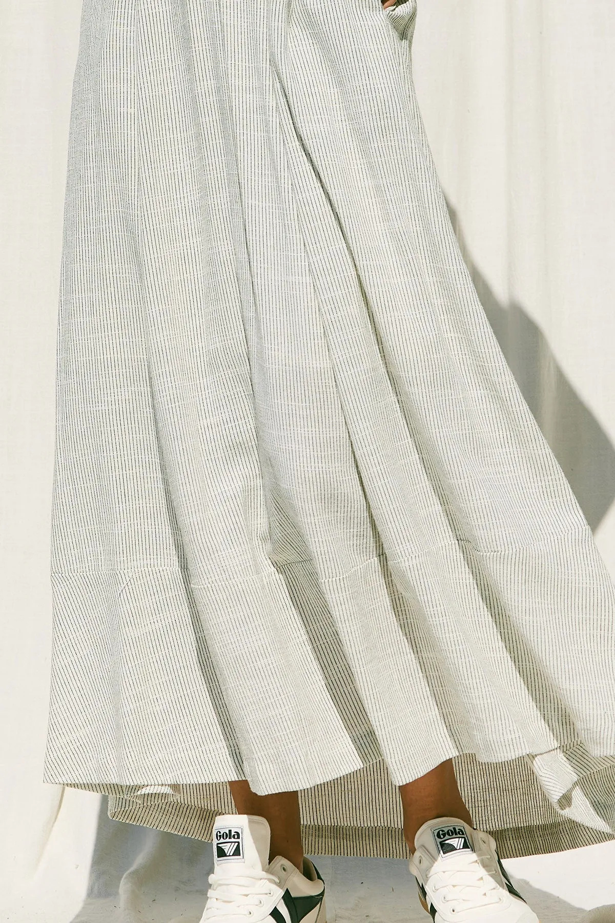 Minimal Stripes Linen Maxi Dress