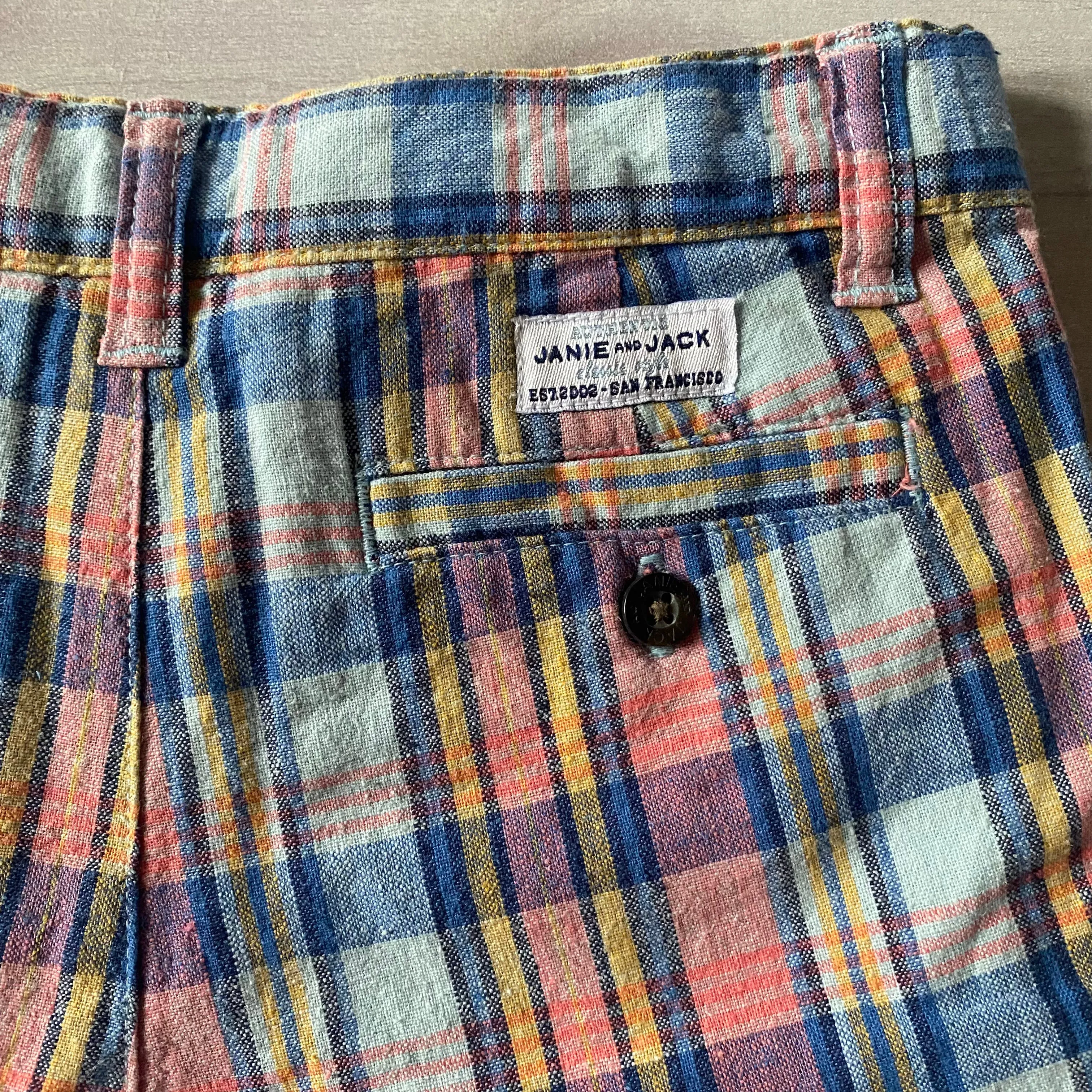 NWT Janie & Jack Plaid Interior Button Tab Adjustable Waist Shorts