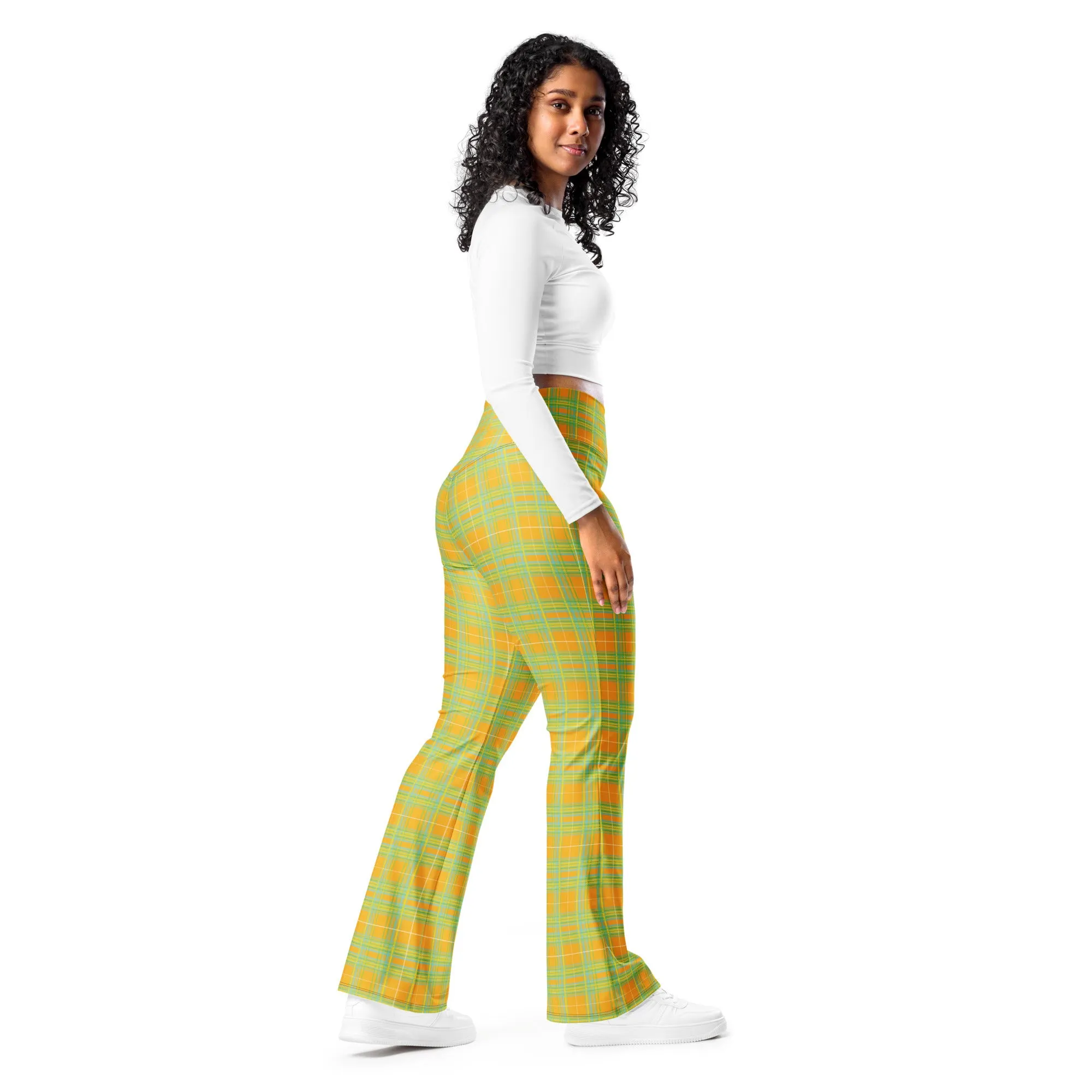 Plaid Facncy Flared yoga legging size 2XS- 6XL