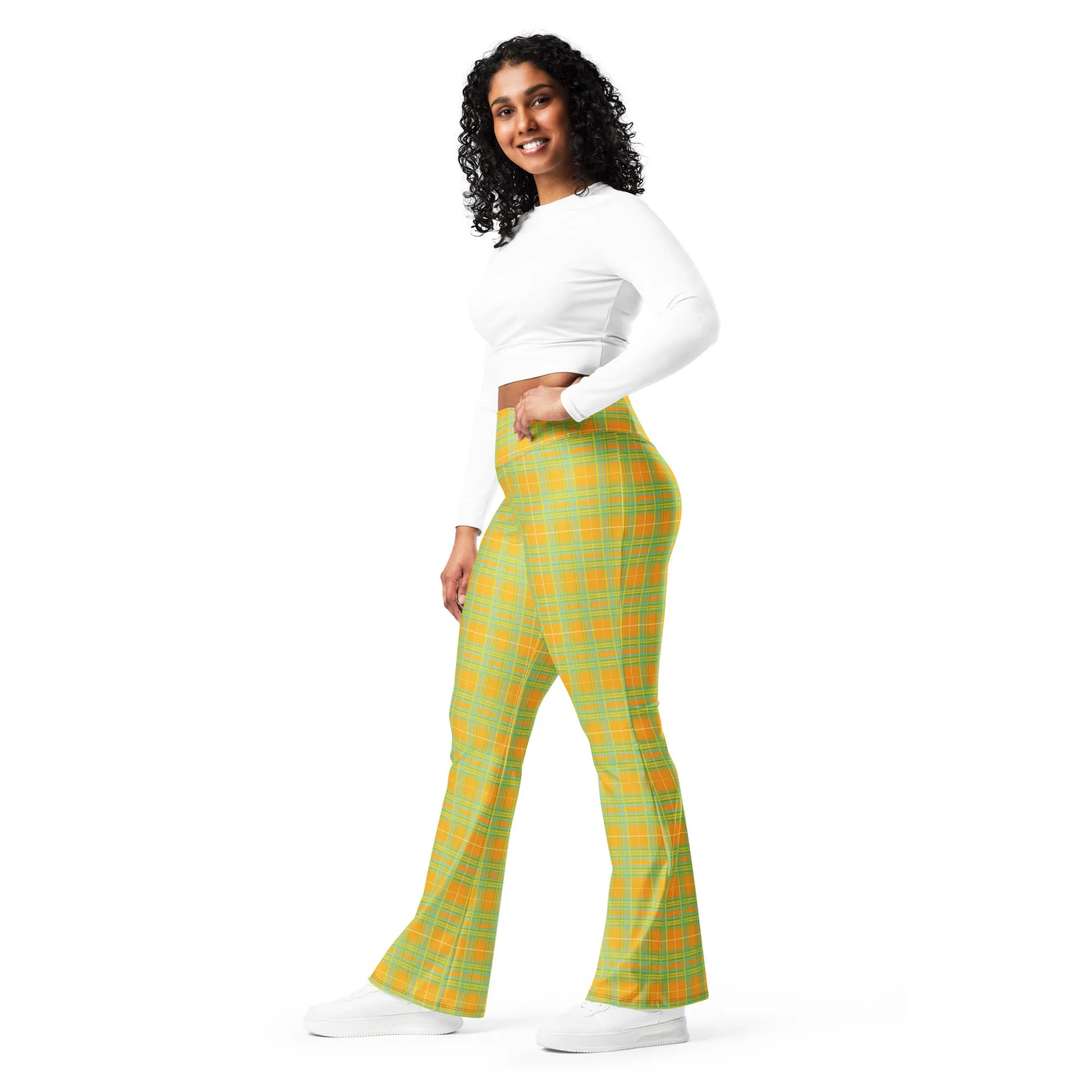Plaid Facncy Flared yoga legging size 2XS- 6XL