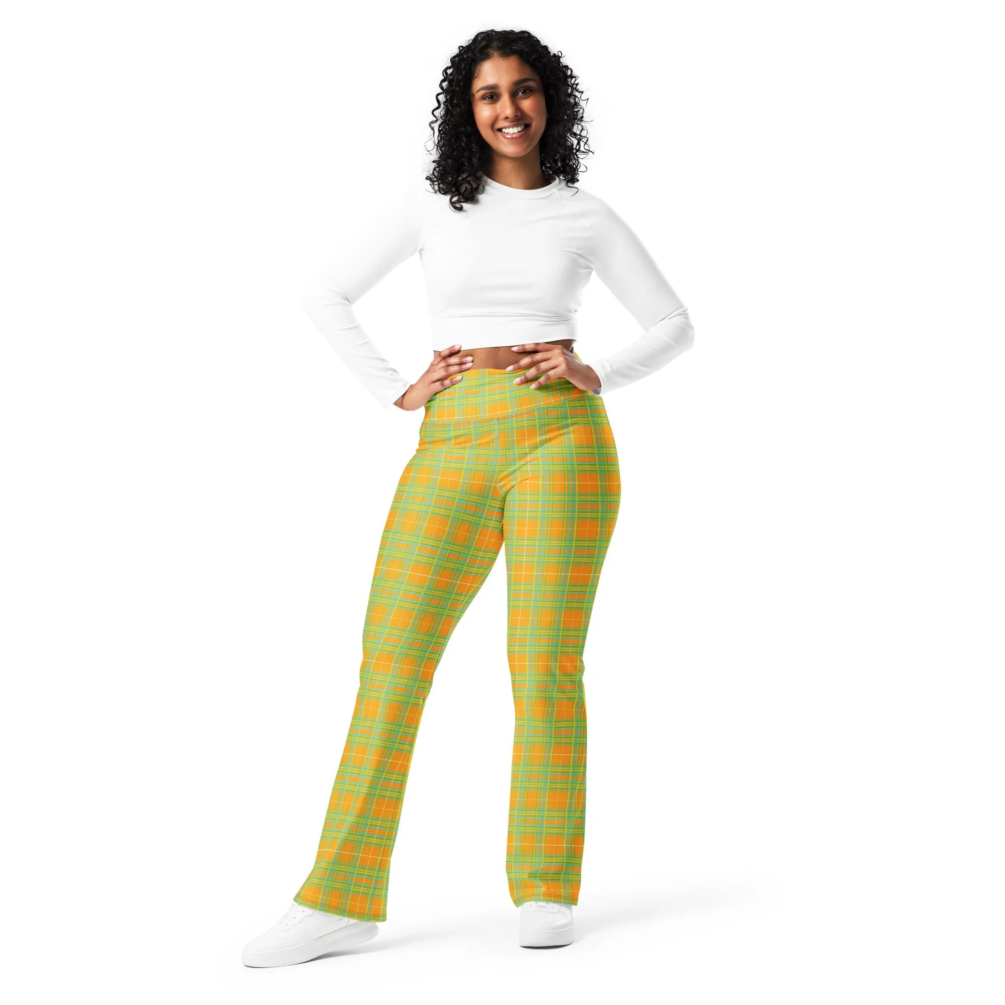 Plaid Facncy Flared yoga legging size 2XS- 6XL