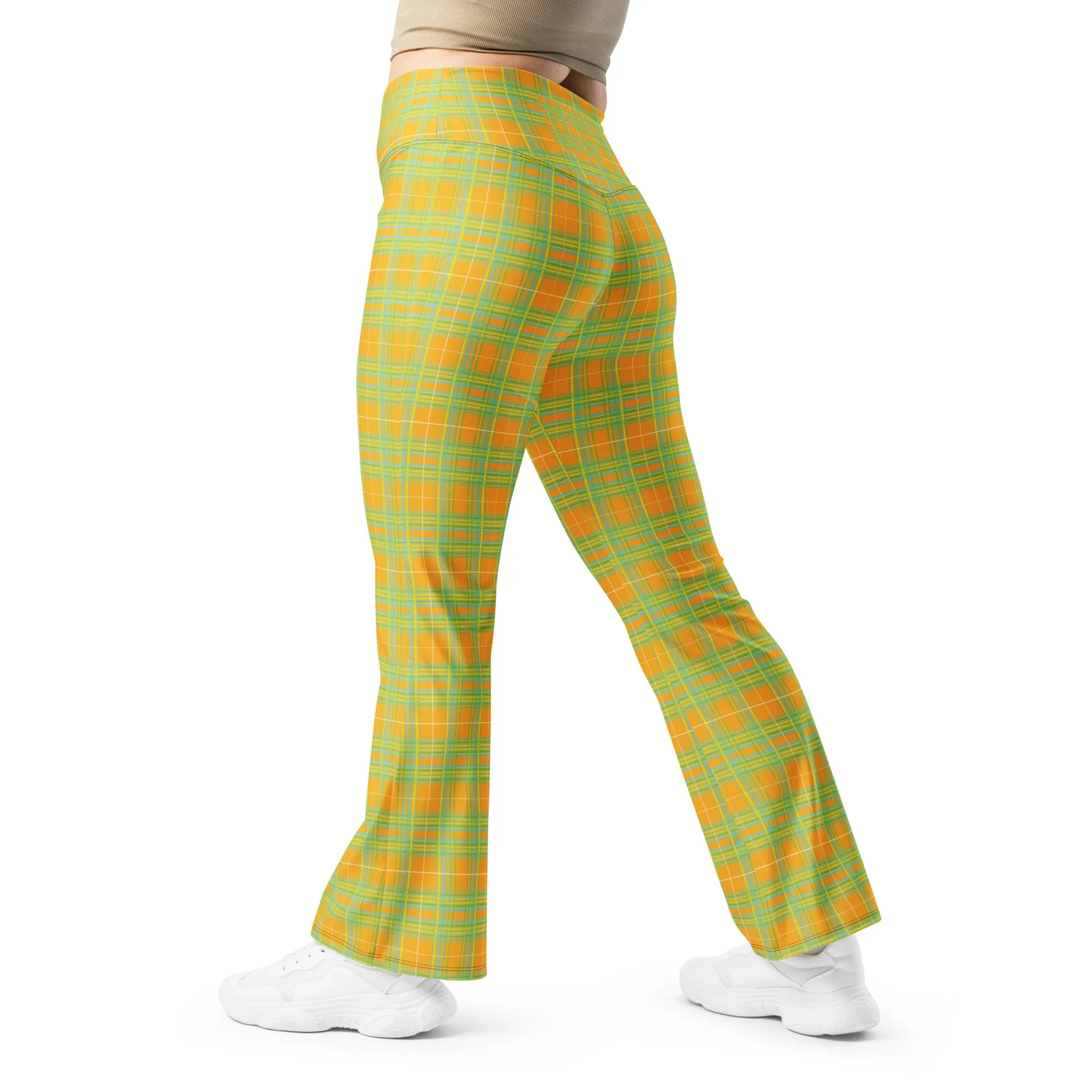 Plaid Facncy Flared yoga legging size 2XS- 6XL