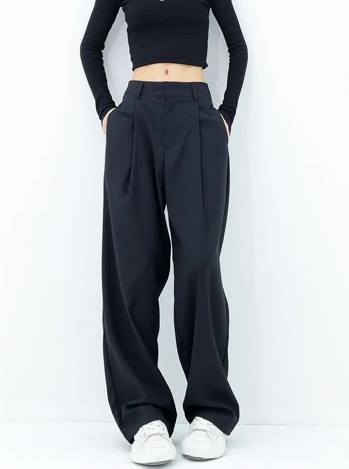 Pleated Straight Fit Pants