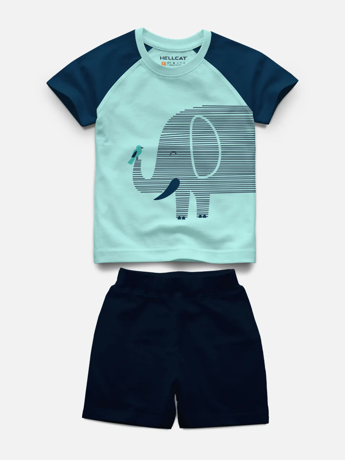 Raglan Half Sleeve Printed Tshirt with Comfy Solid Shorts for Infants & Boys - Pack of 2 (1 Tshirt & 1 Shorts)