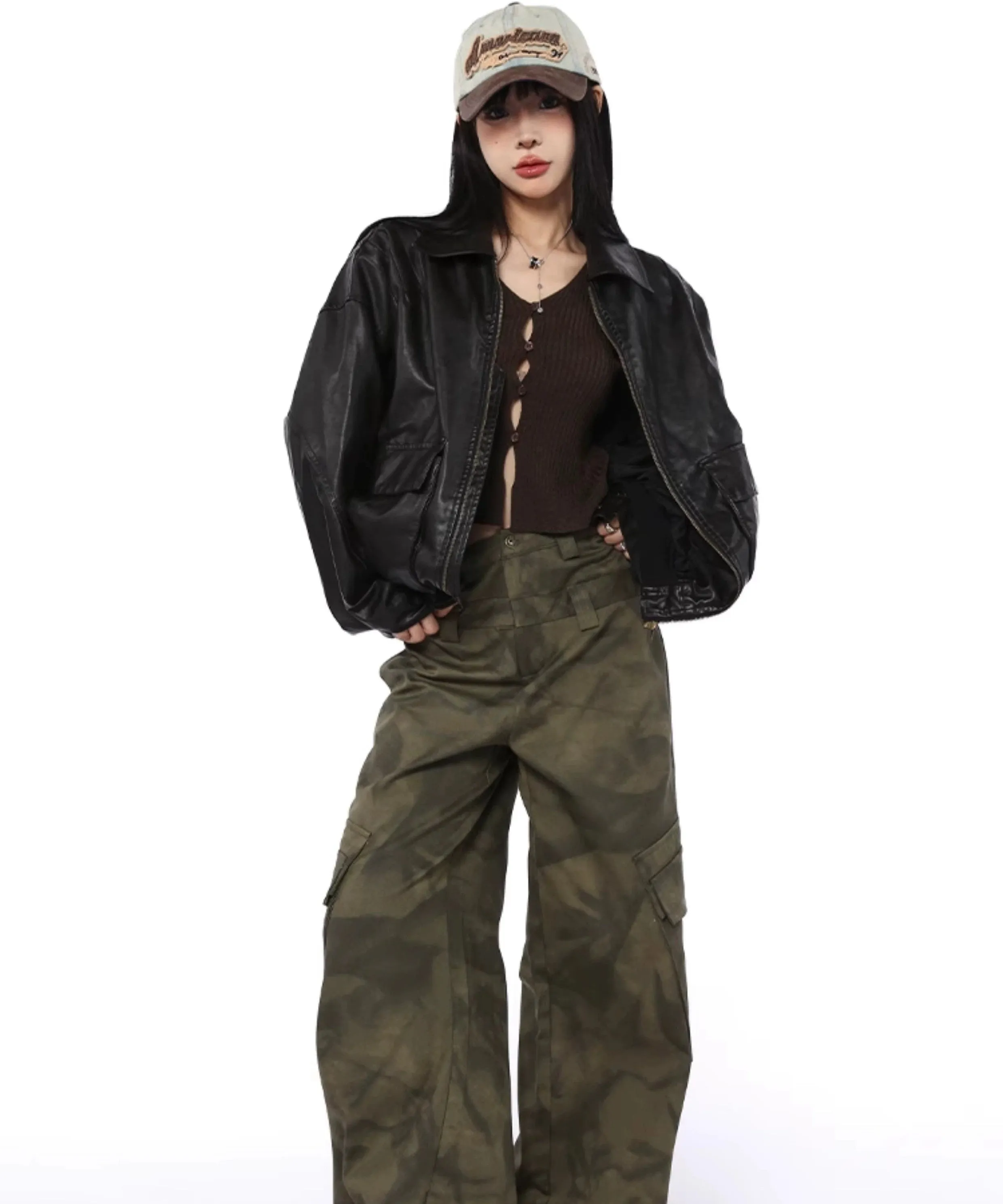 Ribbed Cropped Cardi Top with Front Buttons