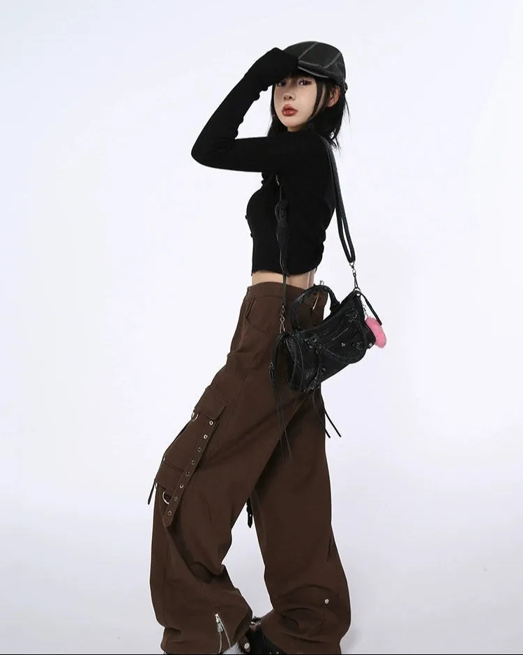 Ribbed Cropped Cardi Top with Front Buttons