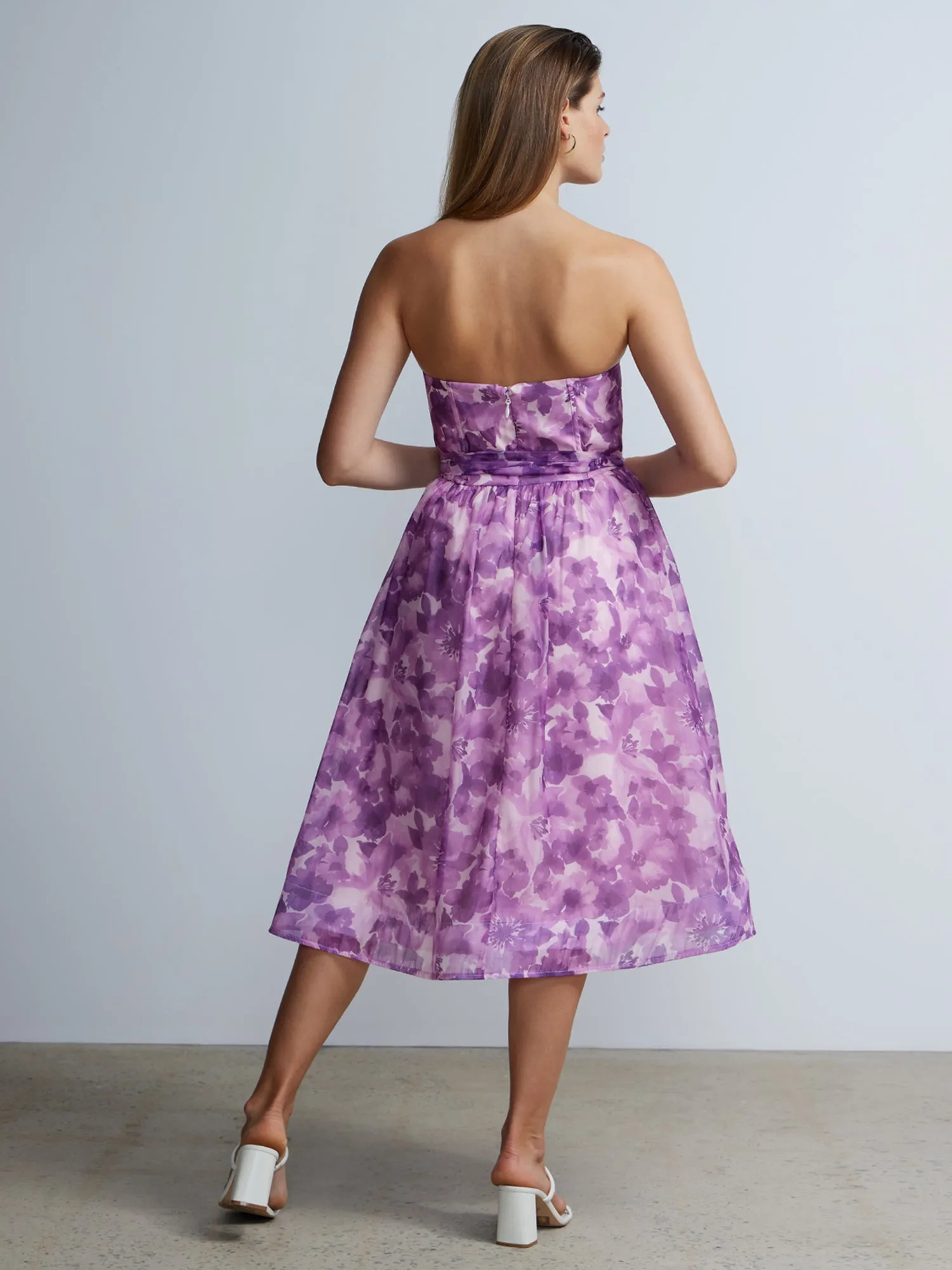 Sleeveless Sweetheart Neck Printed Flare Dress
