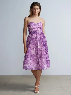 Sleeveless Sweetheart Neck Printed Flare Dress